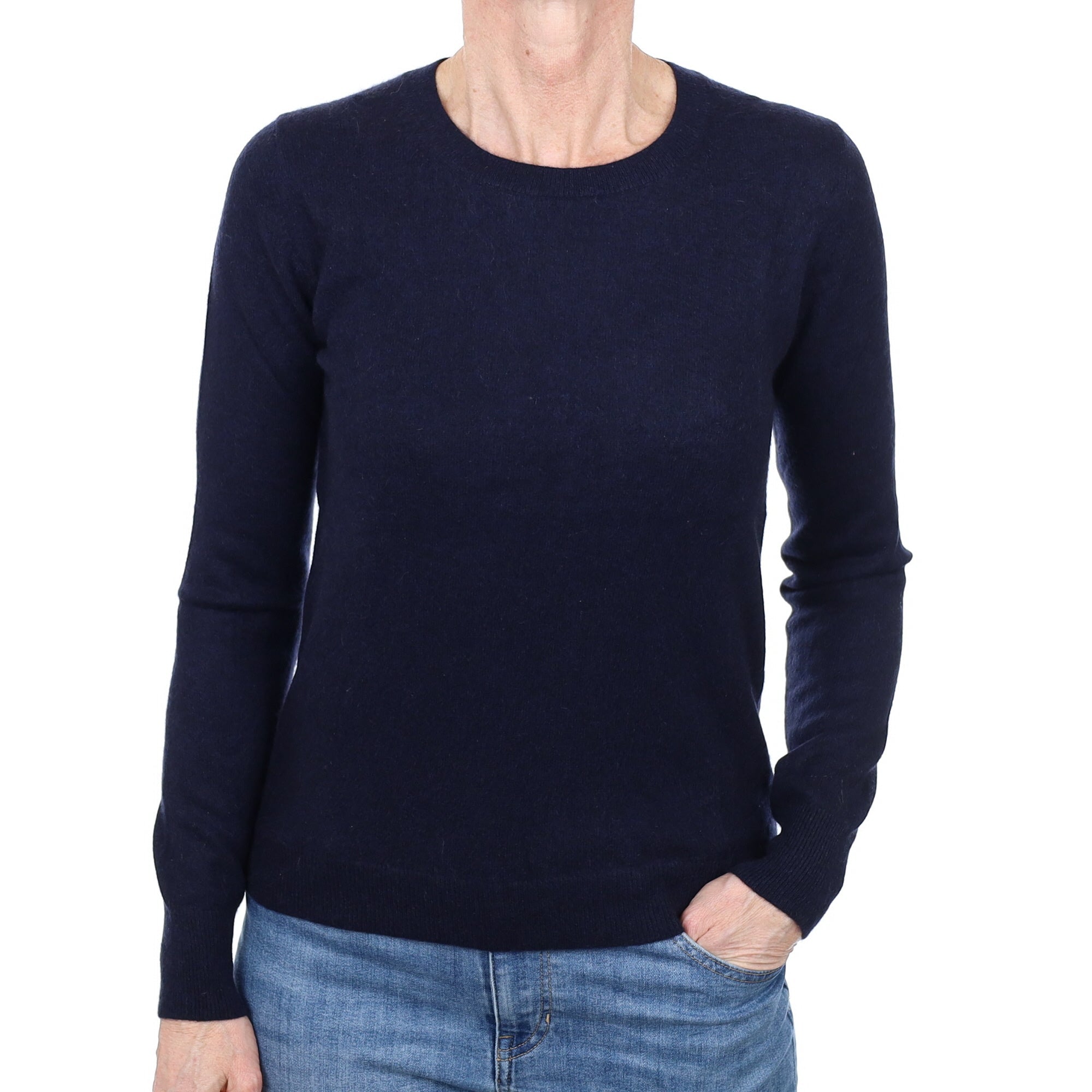 Navy Blue Cashmere Crew Neck Jumper Small