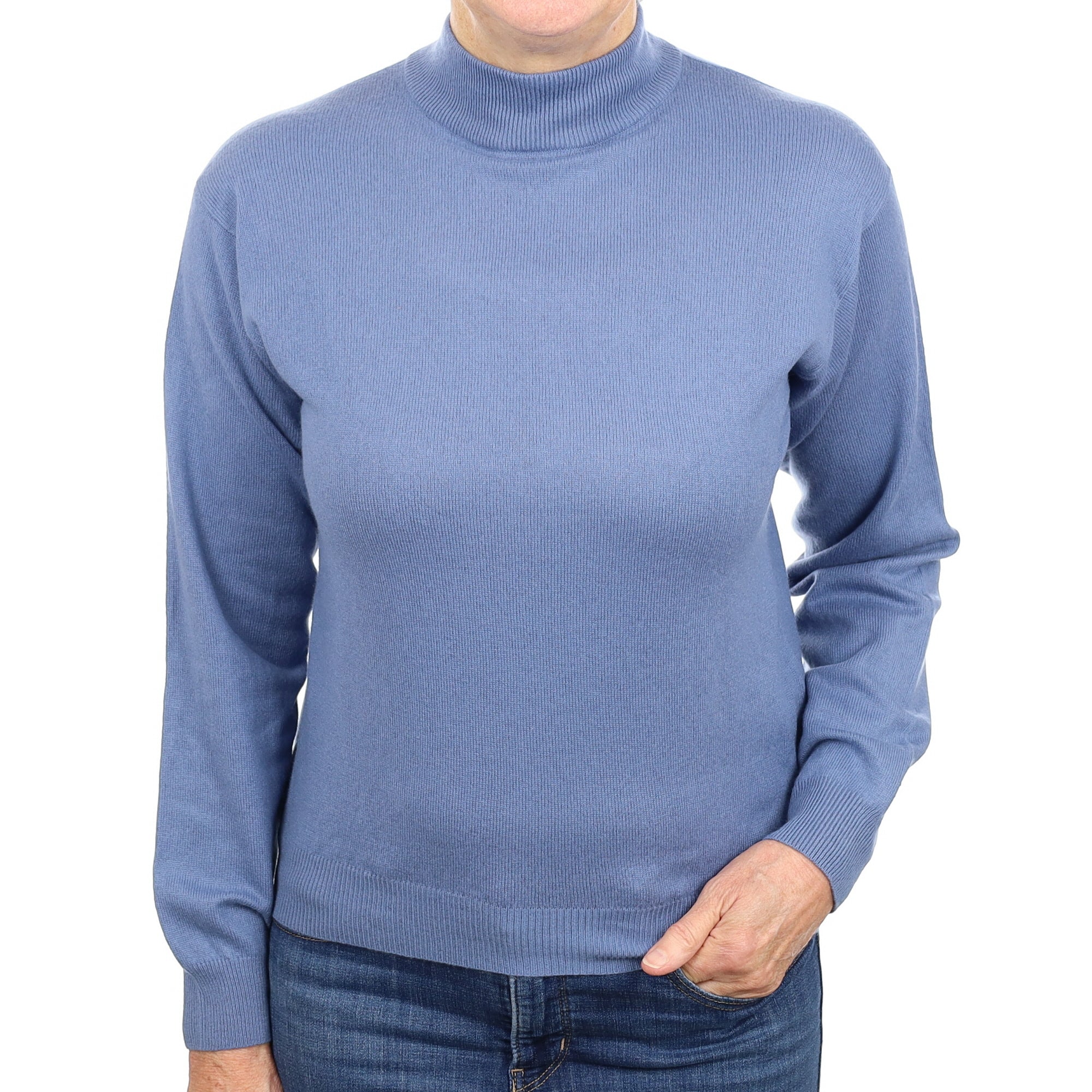 Cornflour Blue Cashmere Turtle Neck Jumper Medium