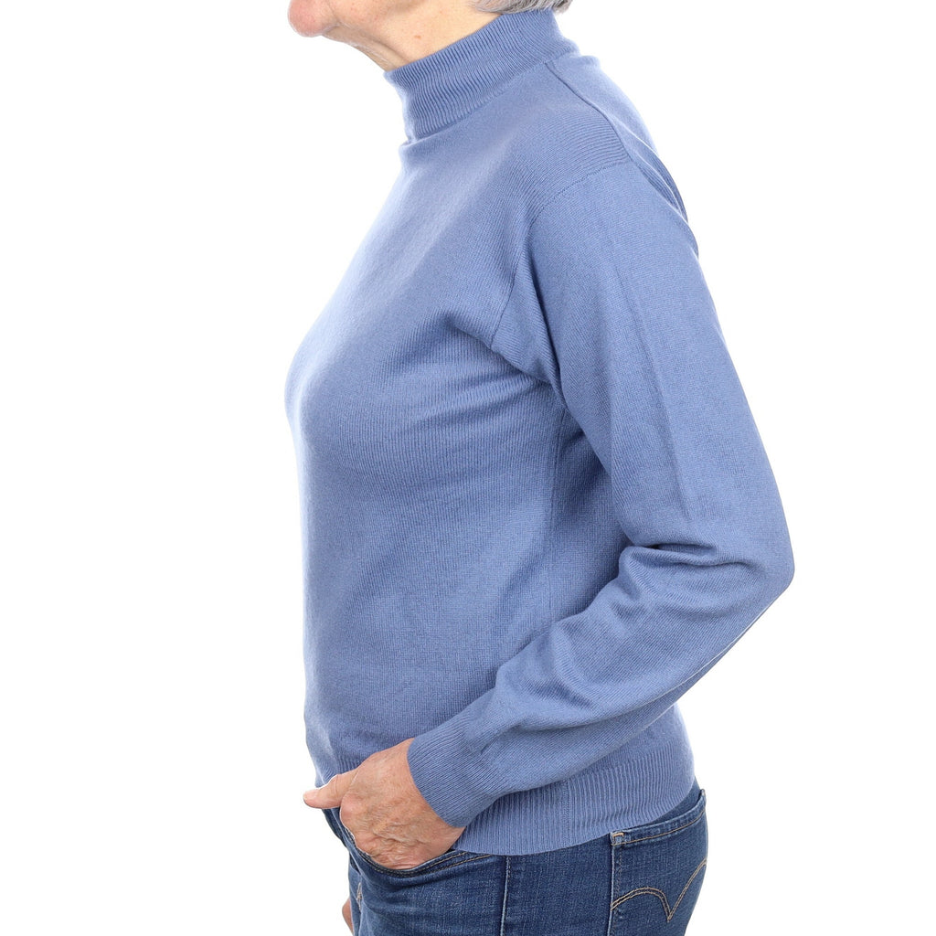 Cornflour Blue Cashmere Turtle Neck Jumper Medium