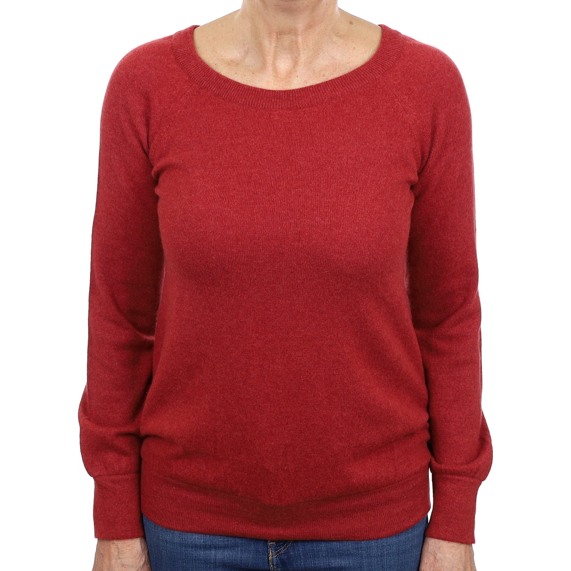 Maroon Red Cashmere Crew Neck Jumper Medium