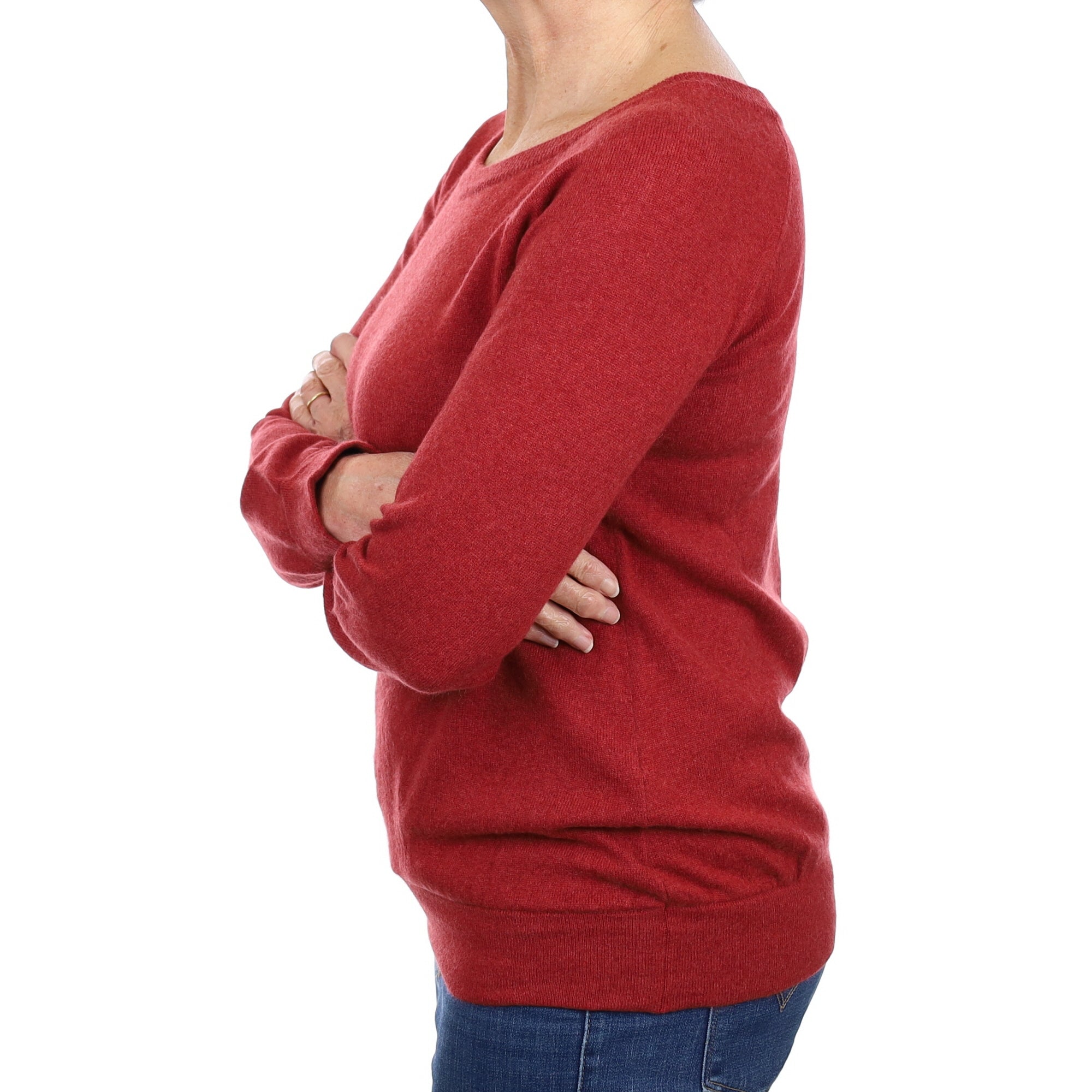 Maroon Red Cashmere Crew Neck Jumper Medium