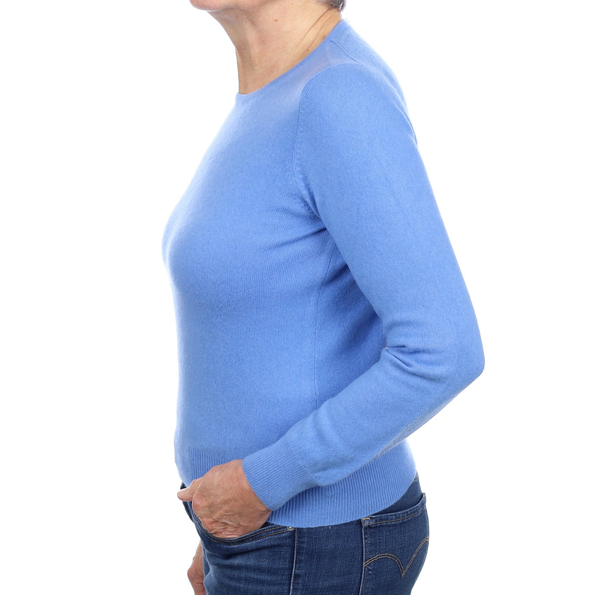 Tanzanite Blue Cashmere Crew Neck Jumper Medium