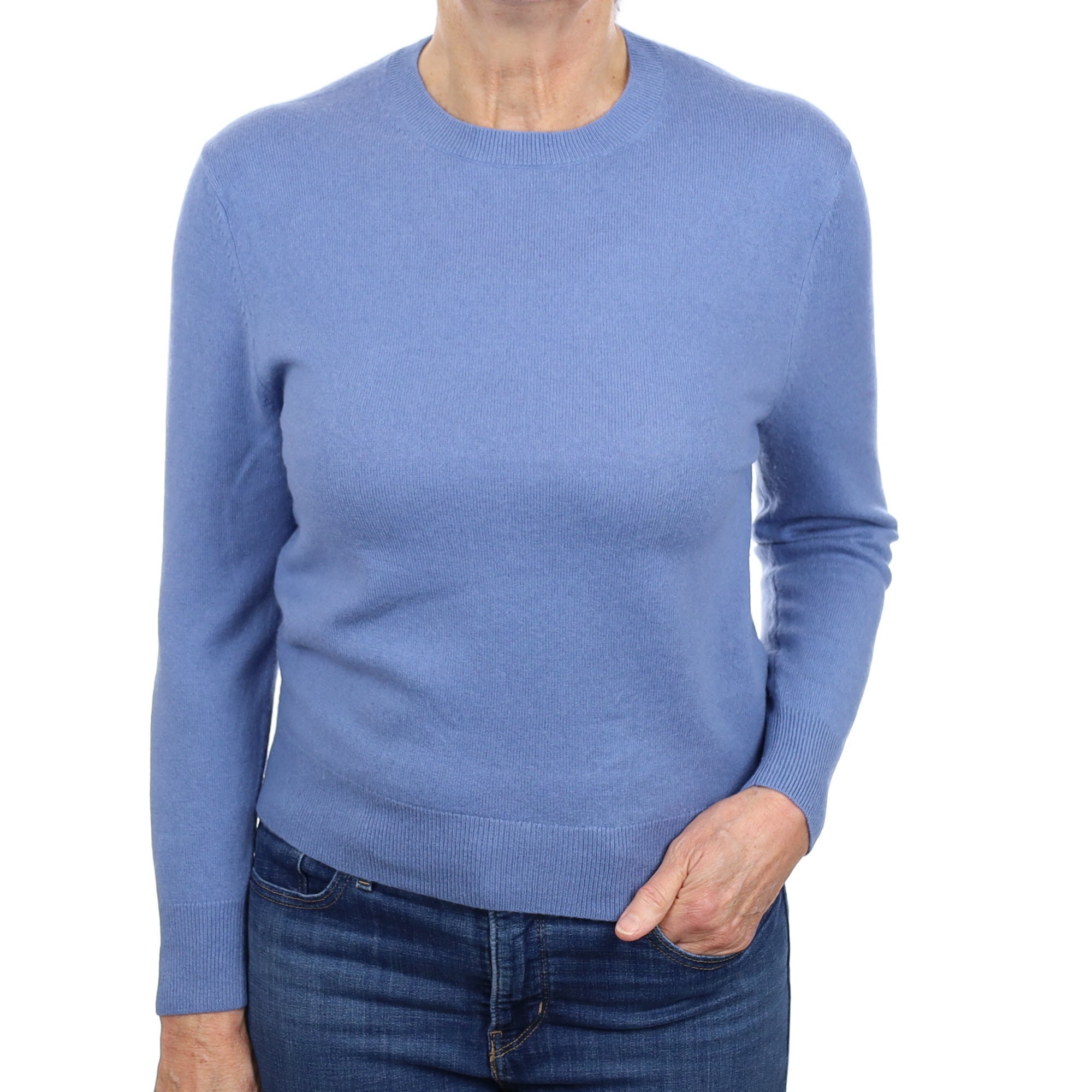 Denim Blue Cashmere Crew Neck Jumper Medium