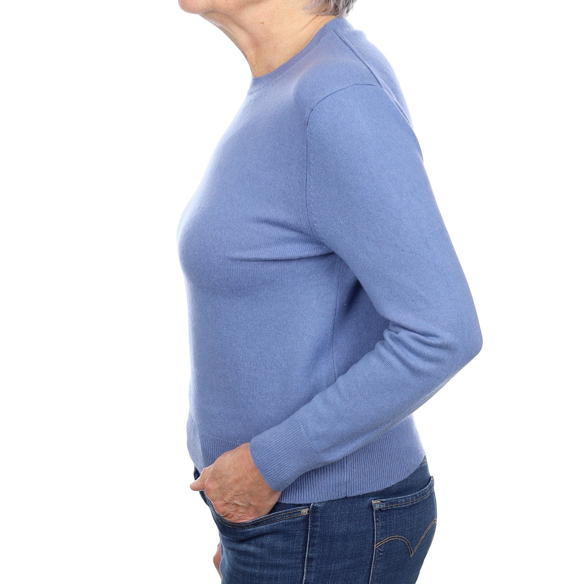 Denim Blue Cashmere Crew Neck Jumper Medium