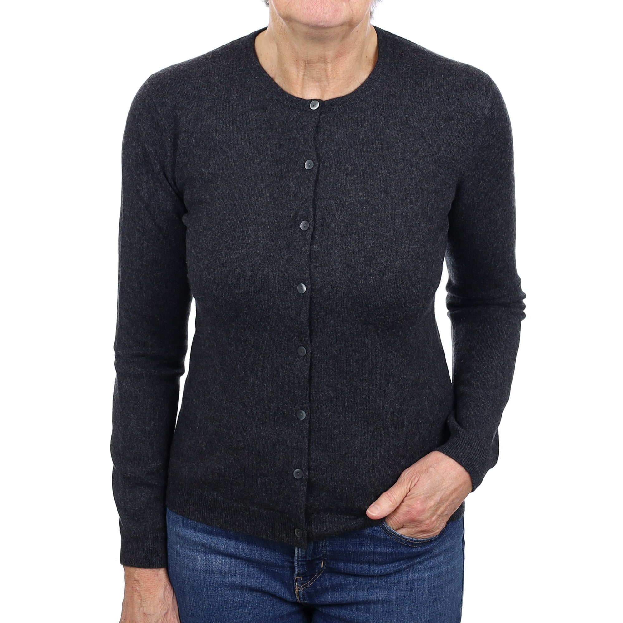 Charcoal Grey Cashmere Cardigan Medium
