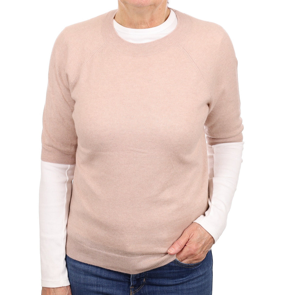 Buff Cashmere Short Sleeve Crew Neck Jumper Medium