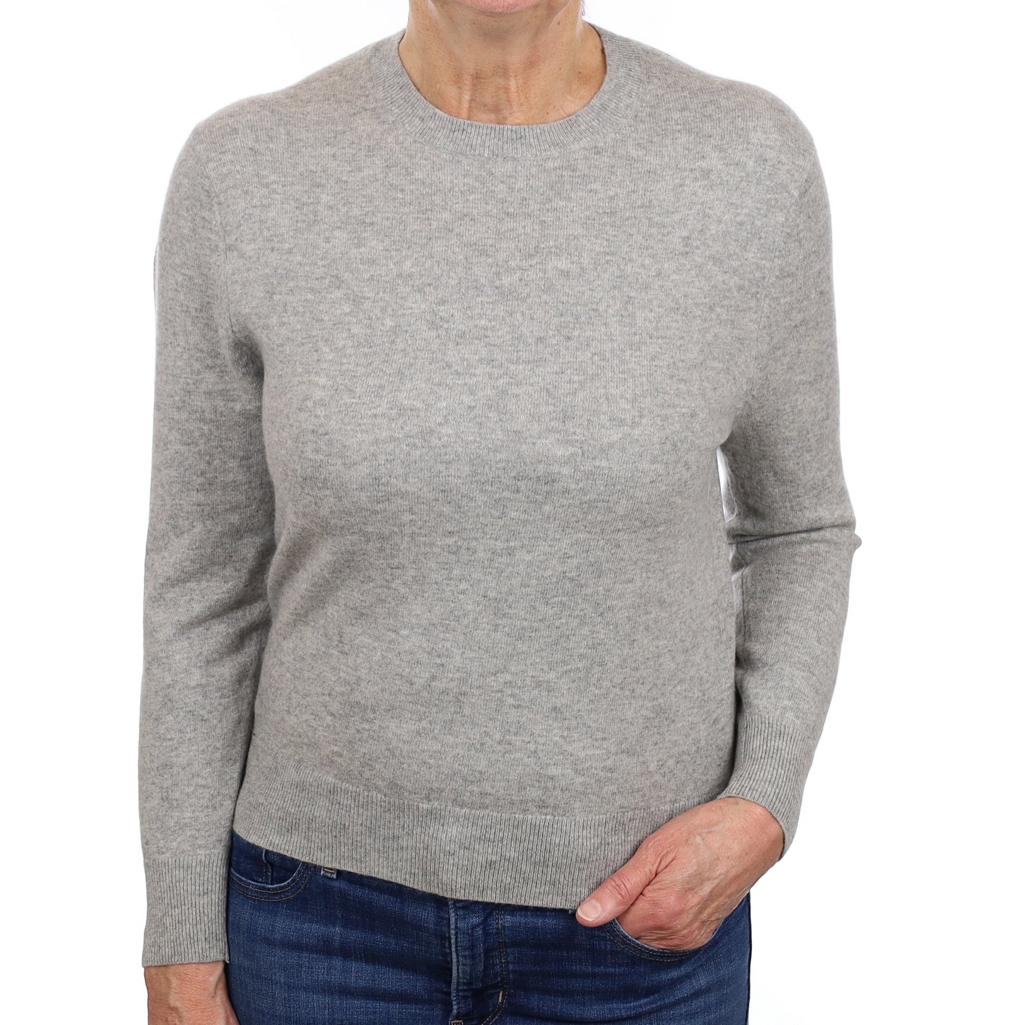 Smoke Grey Cashmere Crew Neck Jumper Medium