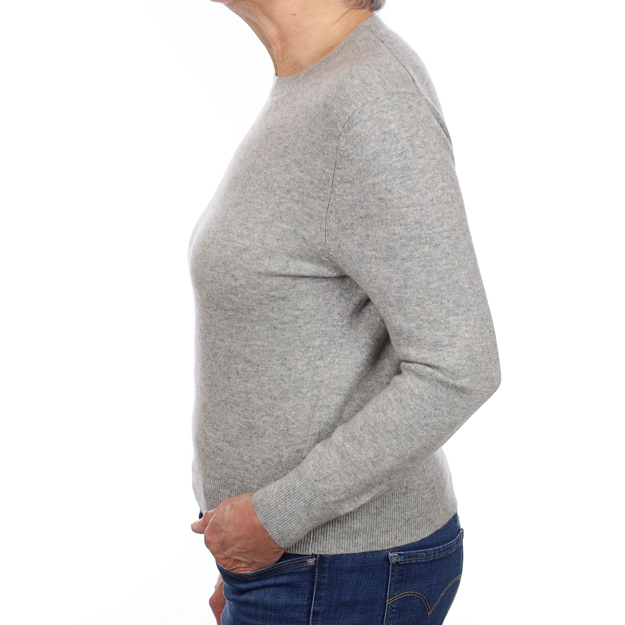 Smoke Grey Cashmere Crew Neck Jumper Medium