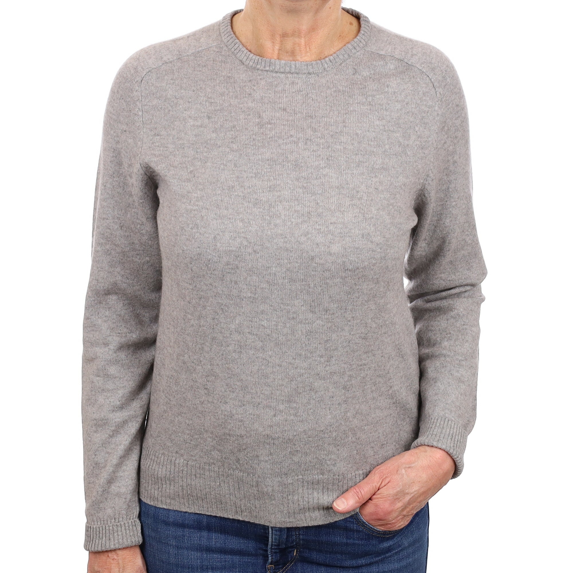 Ash Grey Cashmere Crew Neck Jumper Medium