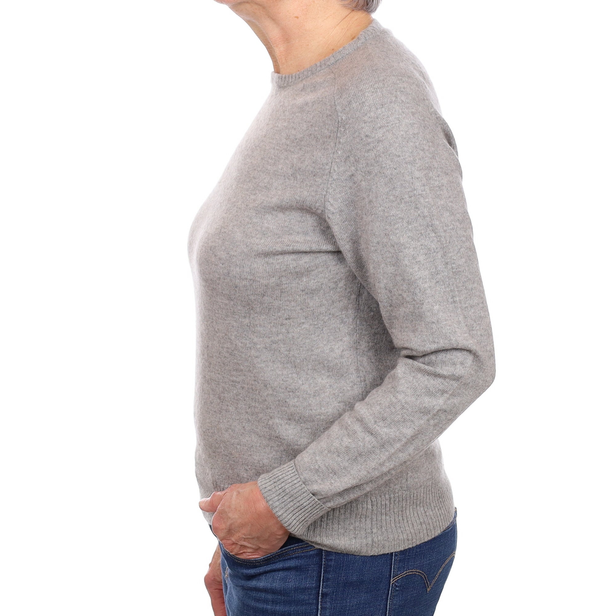 Ash Grey Cashmere Crew Neck Jumper Medium