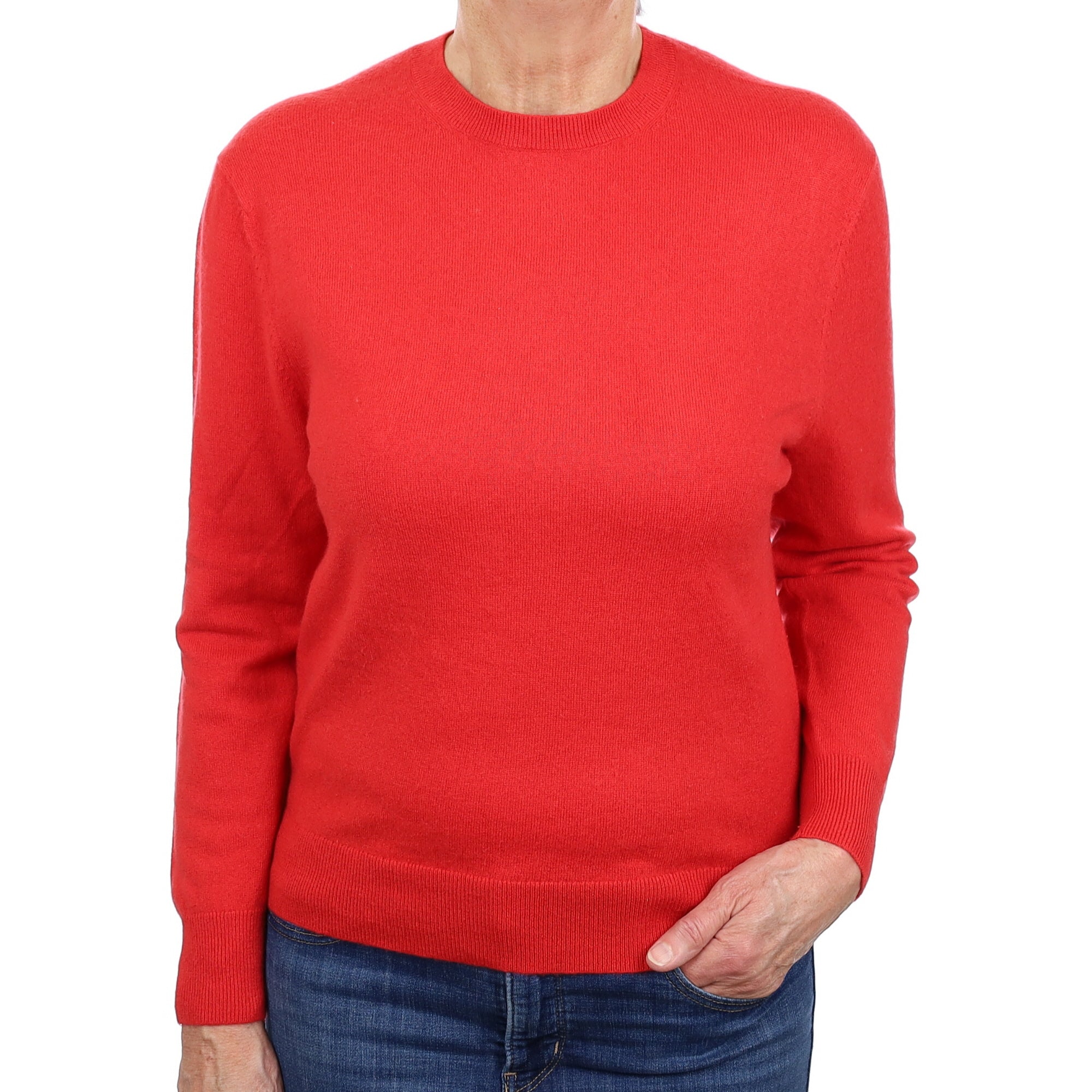 Vermilion Red Cashmere Crew Neck Jumper Medium