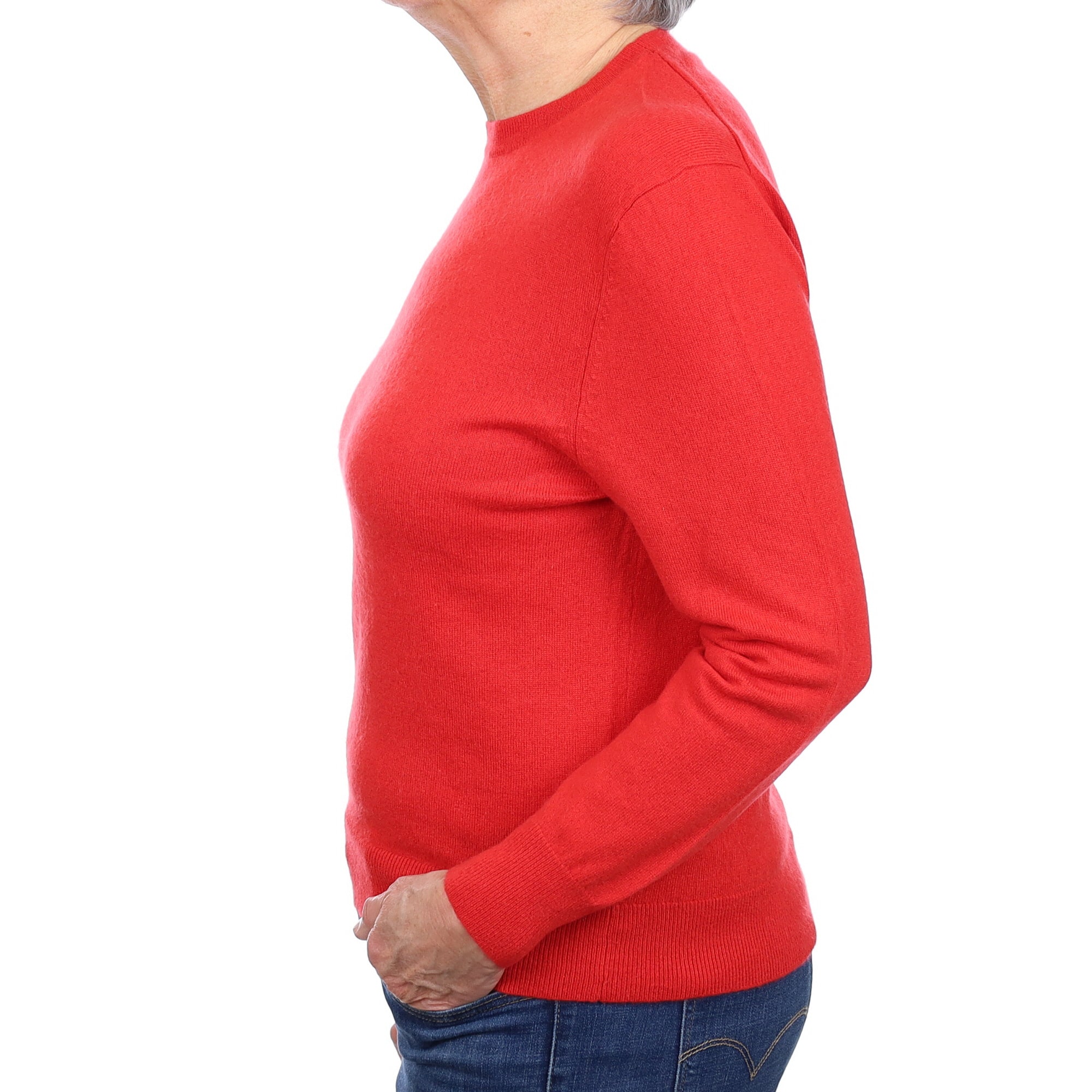 Vermilion Red Cashmere Crew Neck Jumper Medium