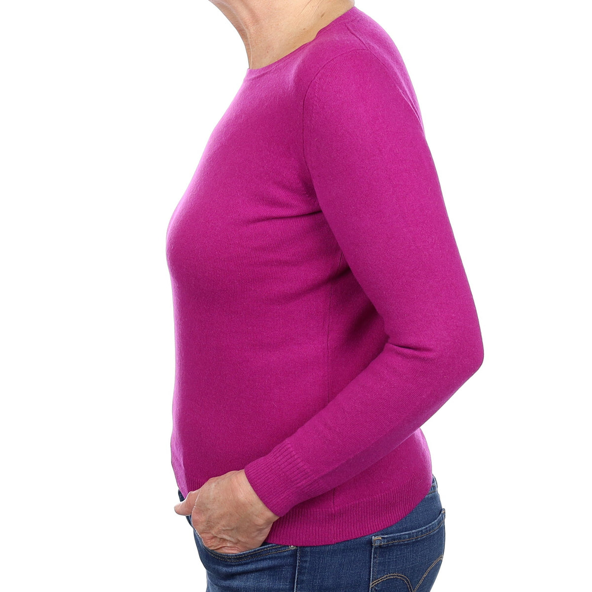 Magenta Purple Cashmere Crew Neck Jumper Medium