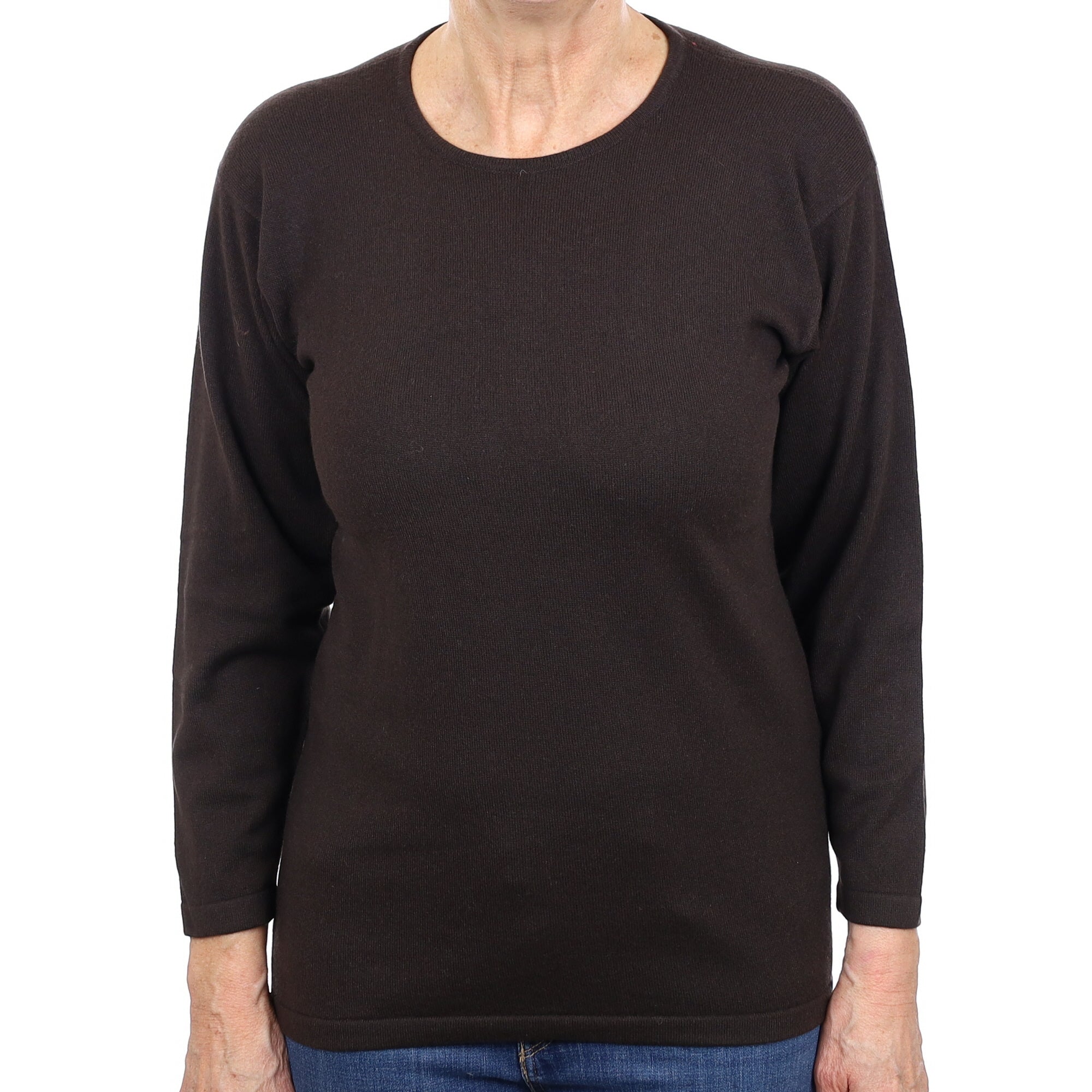 Peppercorn Brown Cashmere Crew Neck Jumper Medium