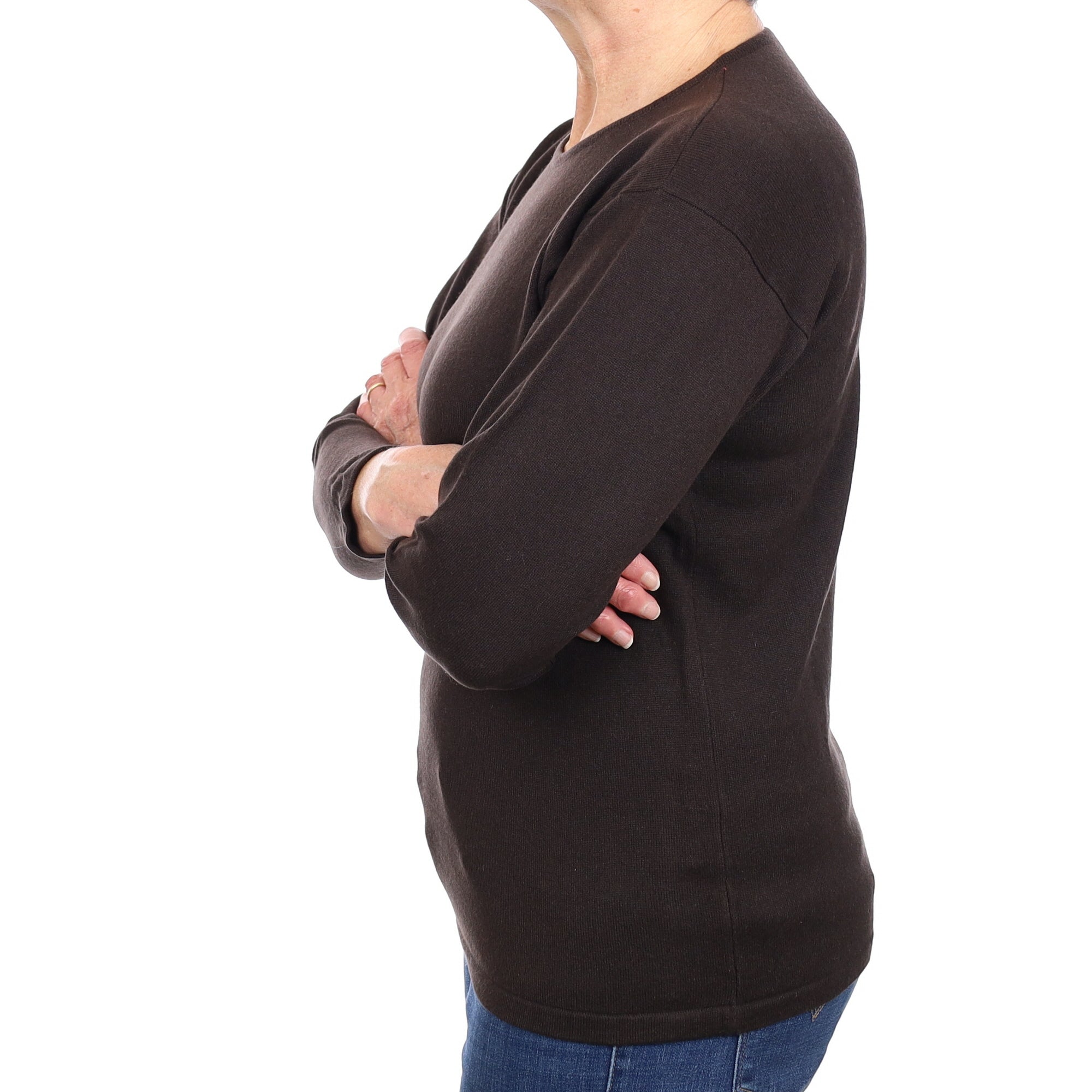 Peppercorn Brown Cashmere Crew Neck Jumper Medium