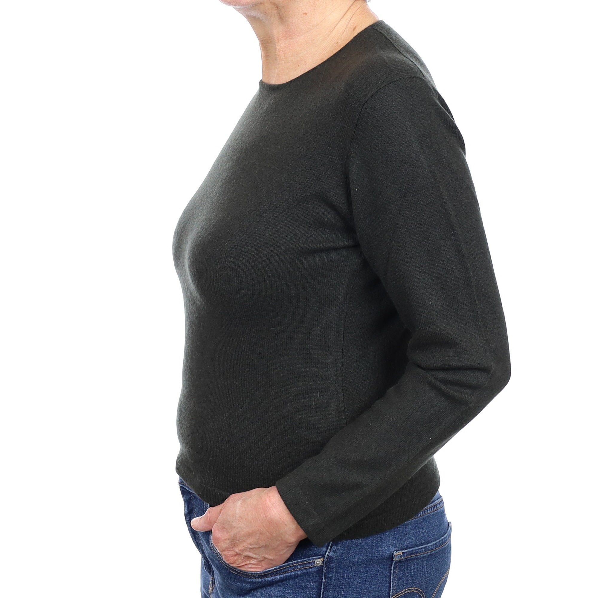 Seaweed Green Cashmere Crew Neck Jumper Medium