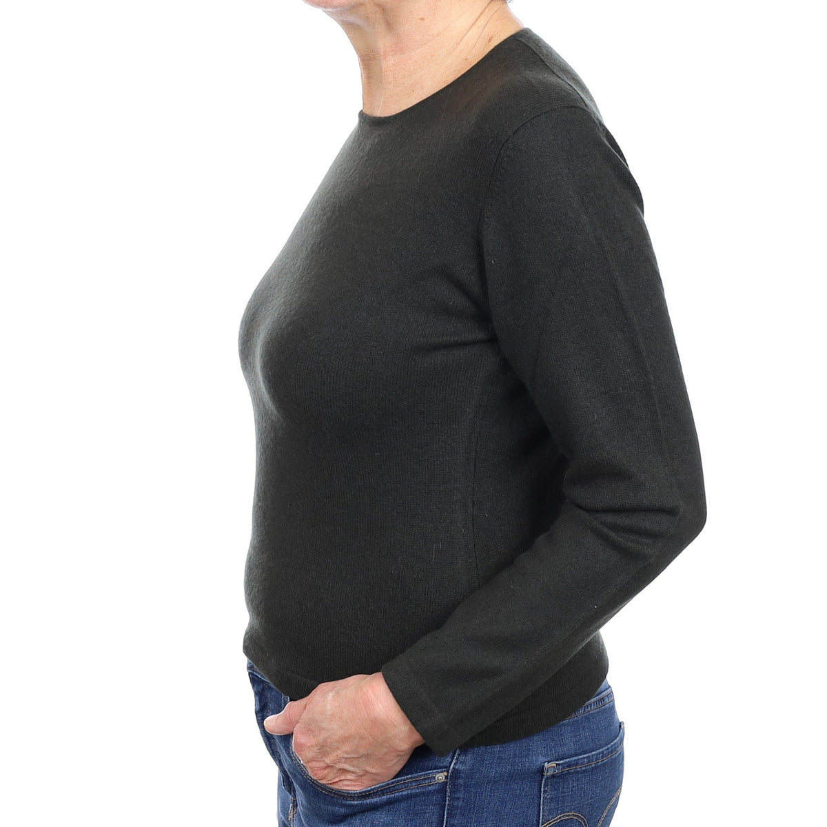 Seaweed Green Cashmere Crew Neck Jumper Medium