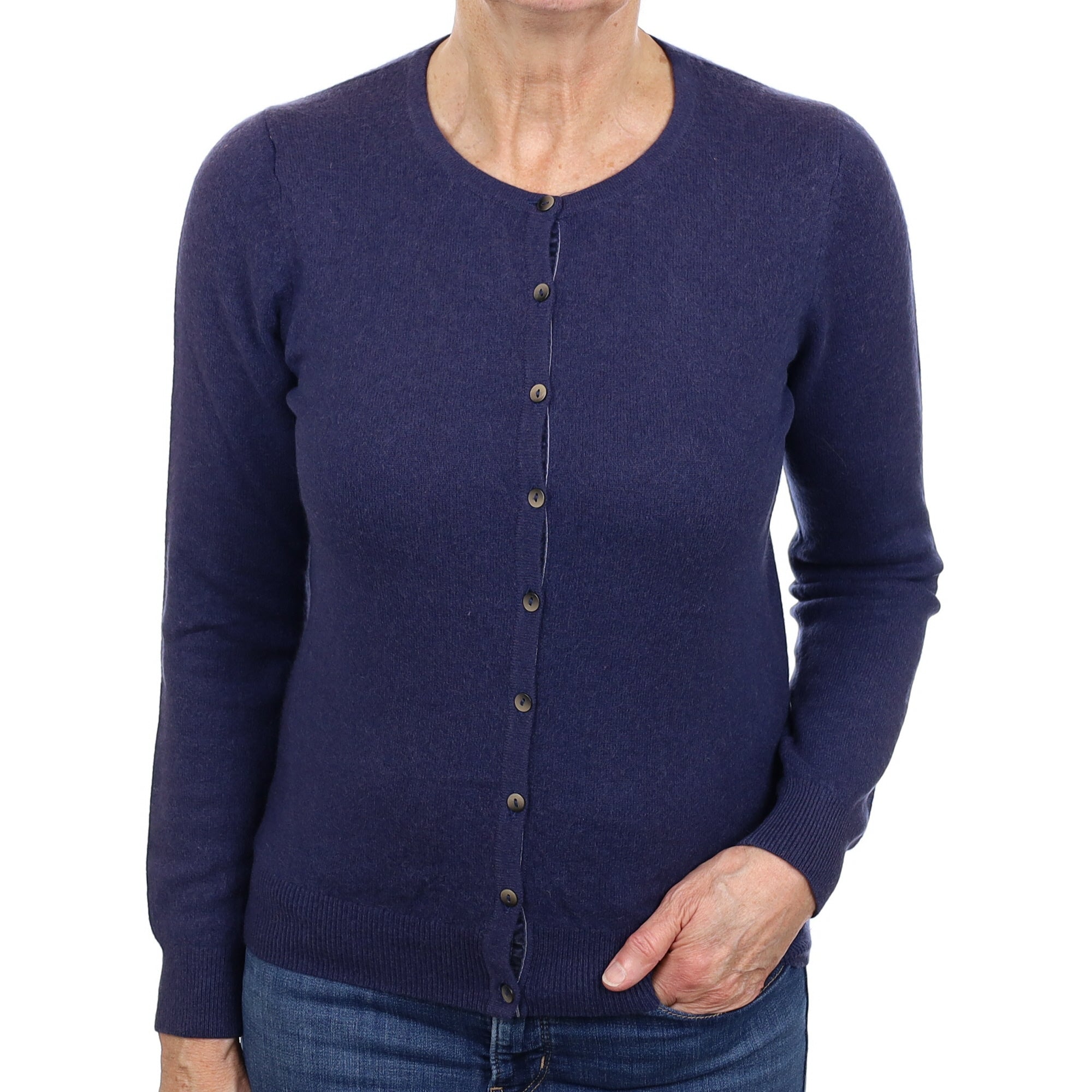 Navel Blue Cashmere Crew Neck Cardigan Medium