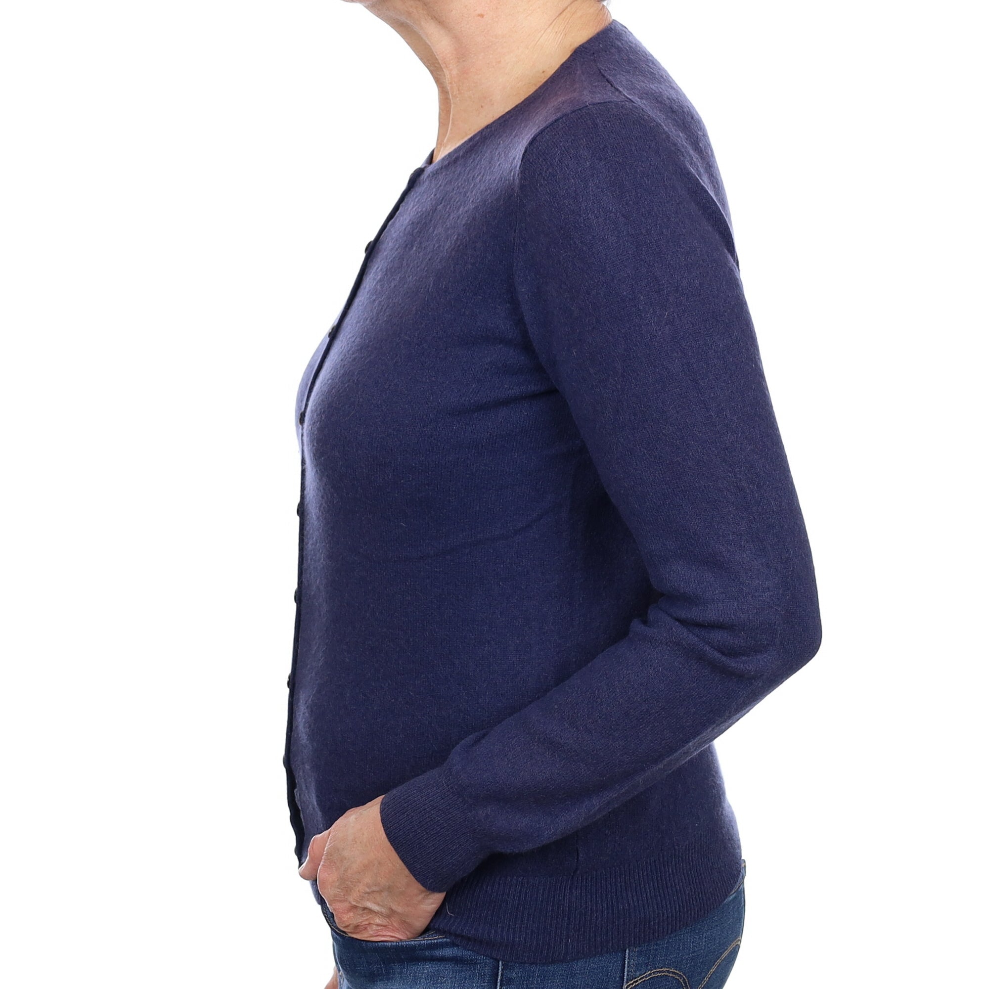 Navel Blue Cashmere Crew Neck Cardigan Medium