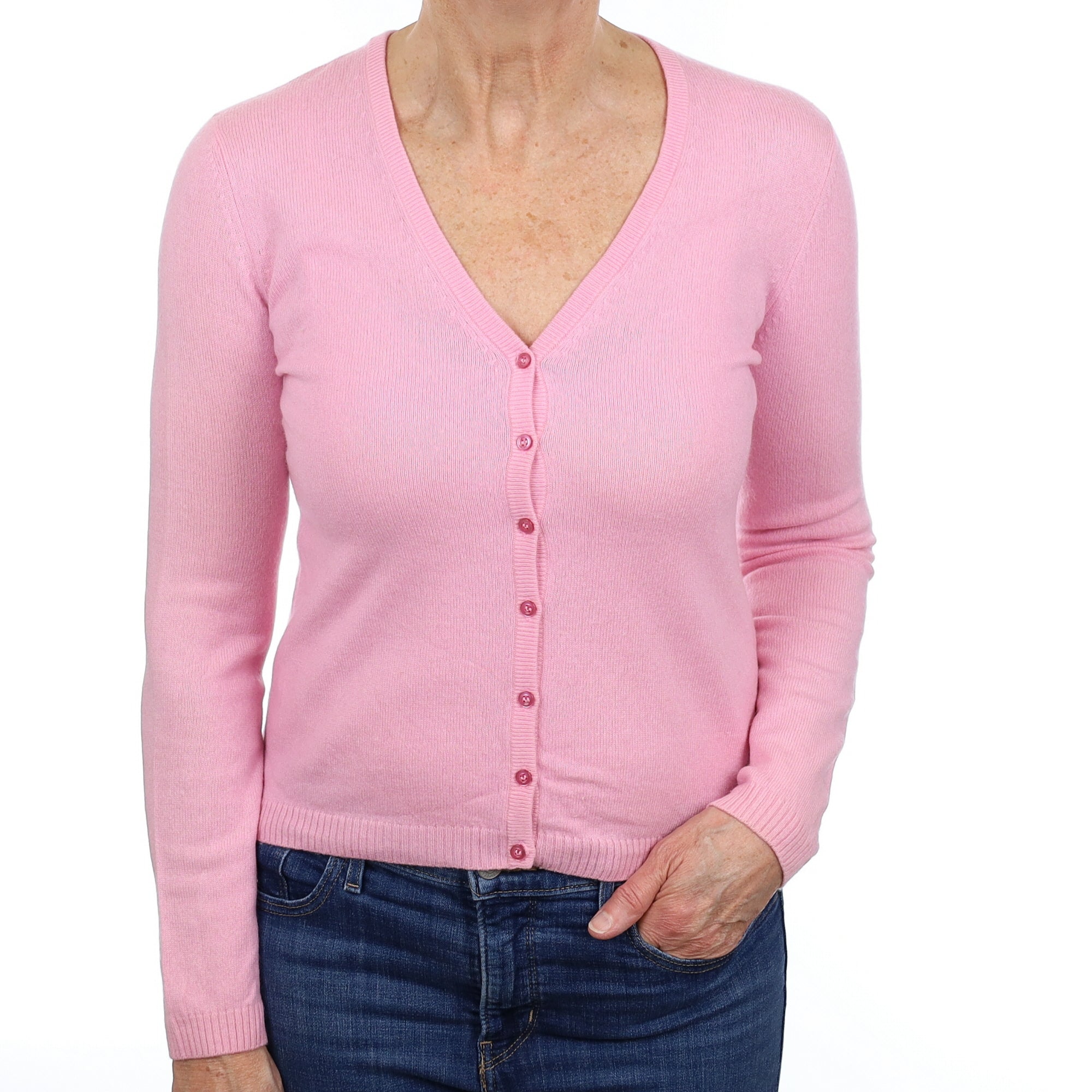Sugar Mouse Pink Cashmere V Neck Cardigan Medium