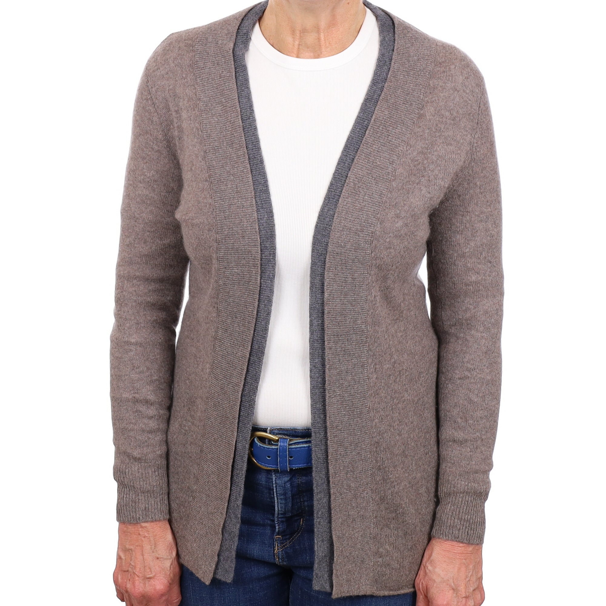 Paul Costelloe Mink Cashmere Edge to Edge Cardigan Medium