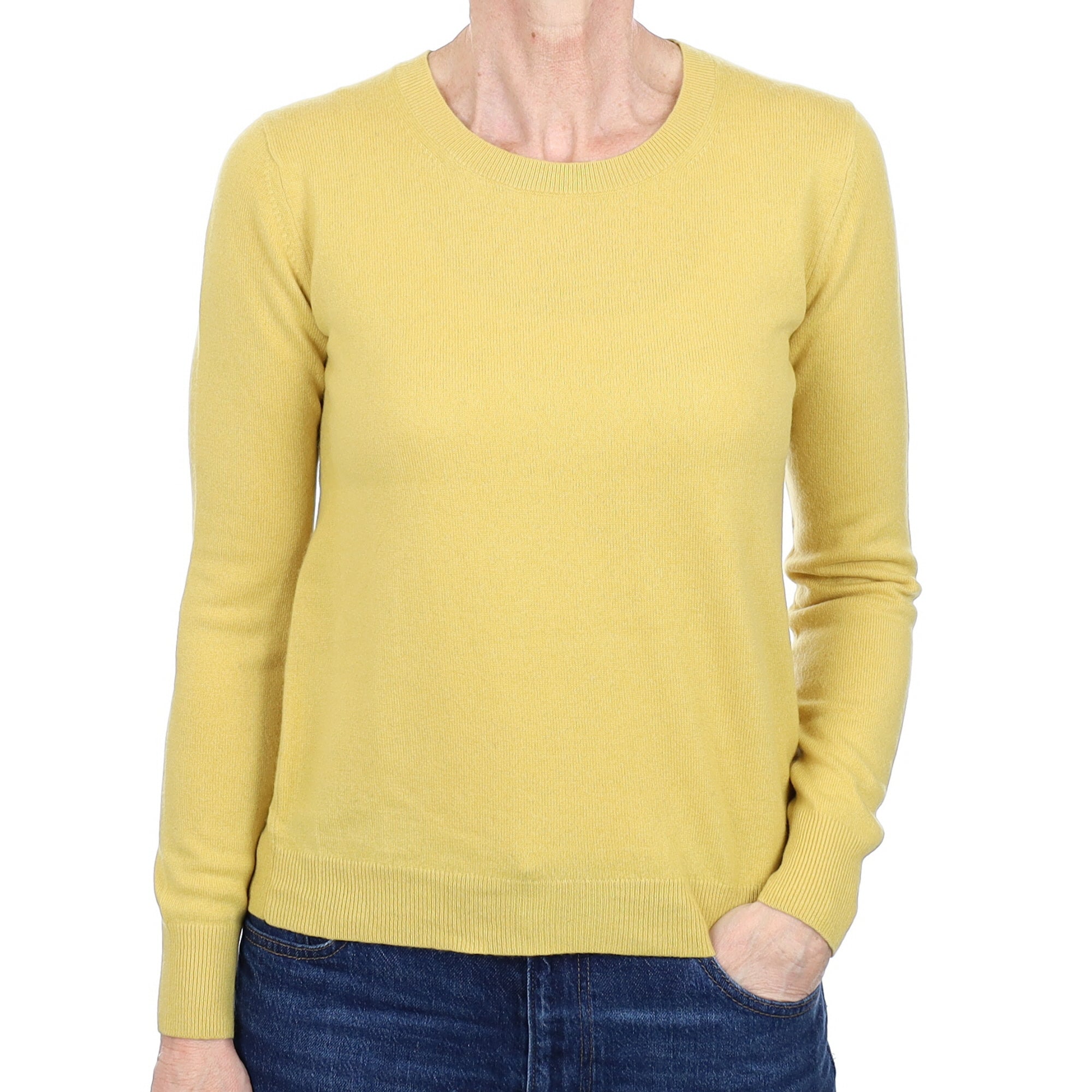 Sunflower Yellow Cashmere Crew Neck Jumper Small