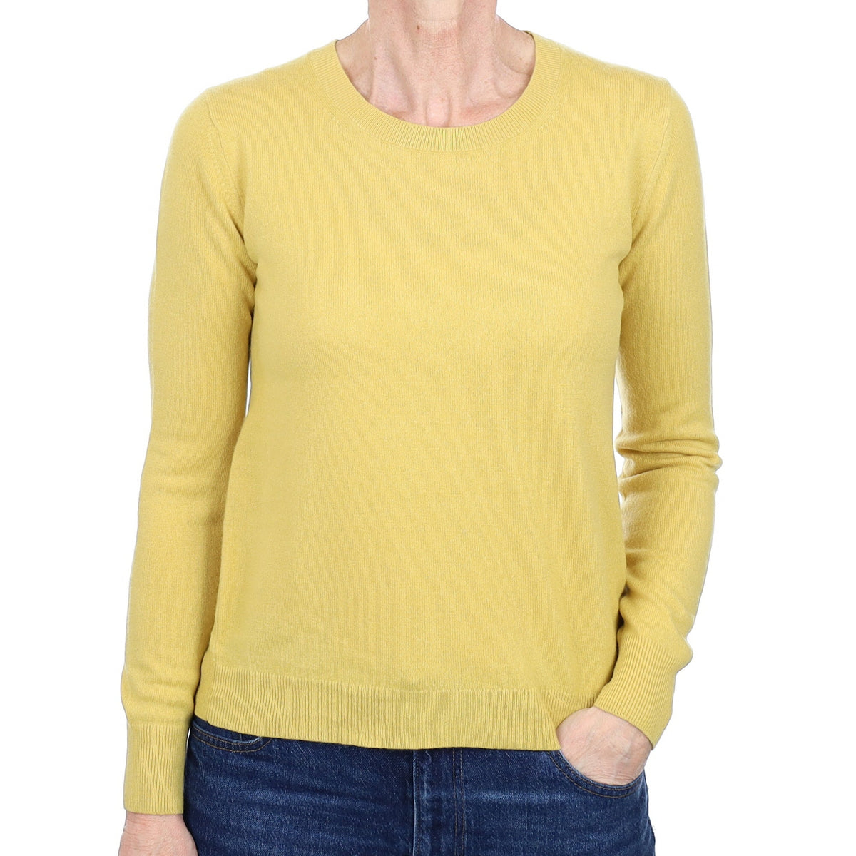 Sunflower Yellow Cashmere Crew Neck Jumper Small