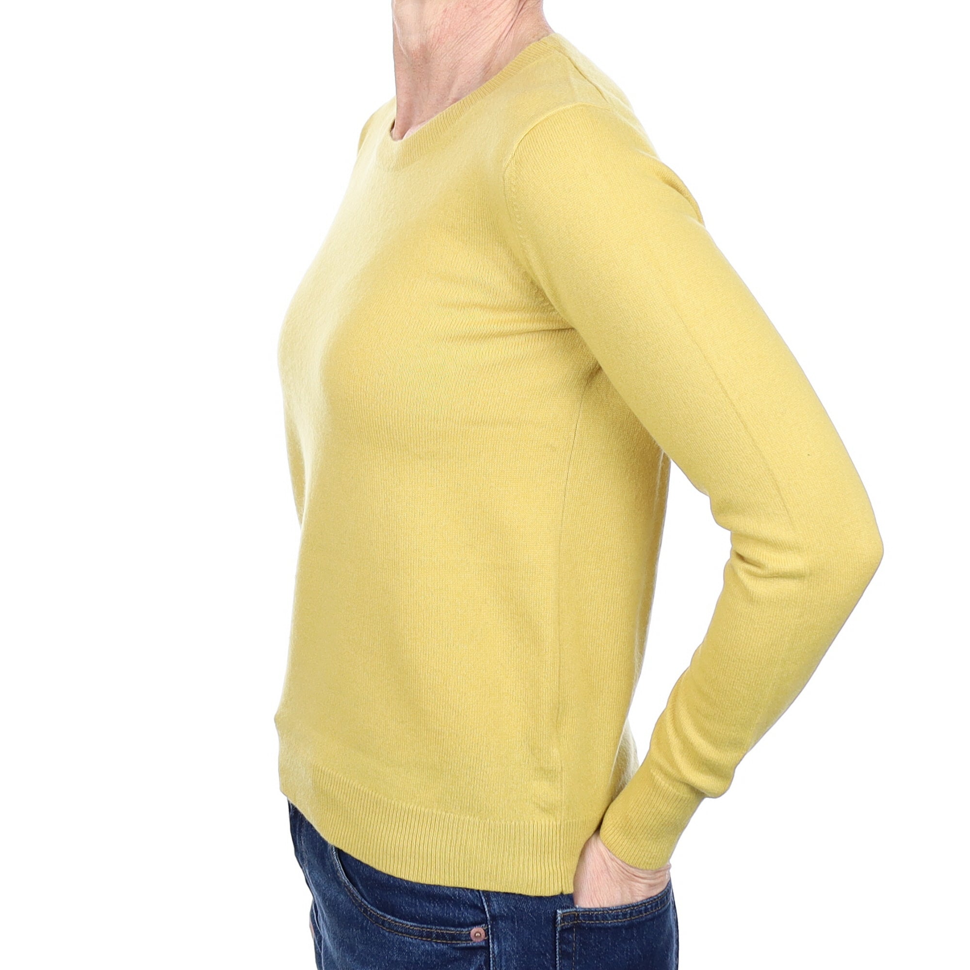 Sunflower Yellow Cashmere Crew Neck Jumper Small