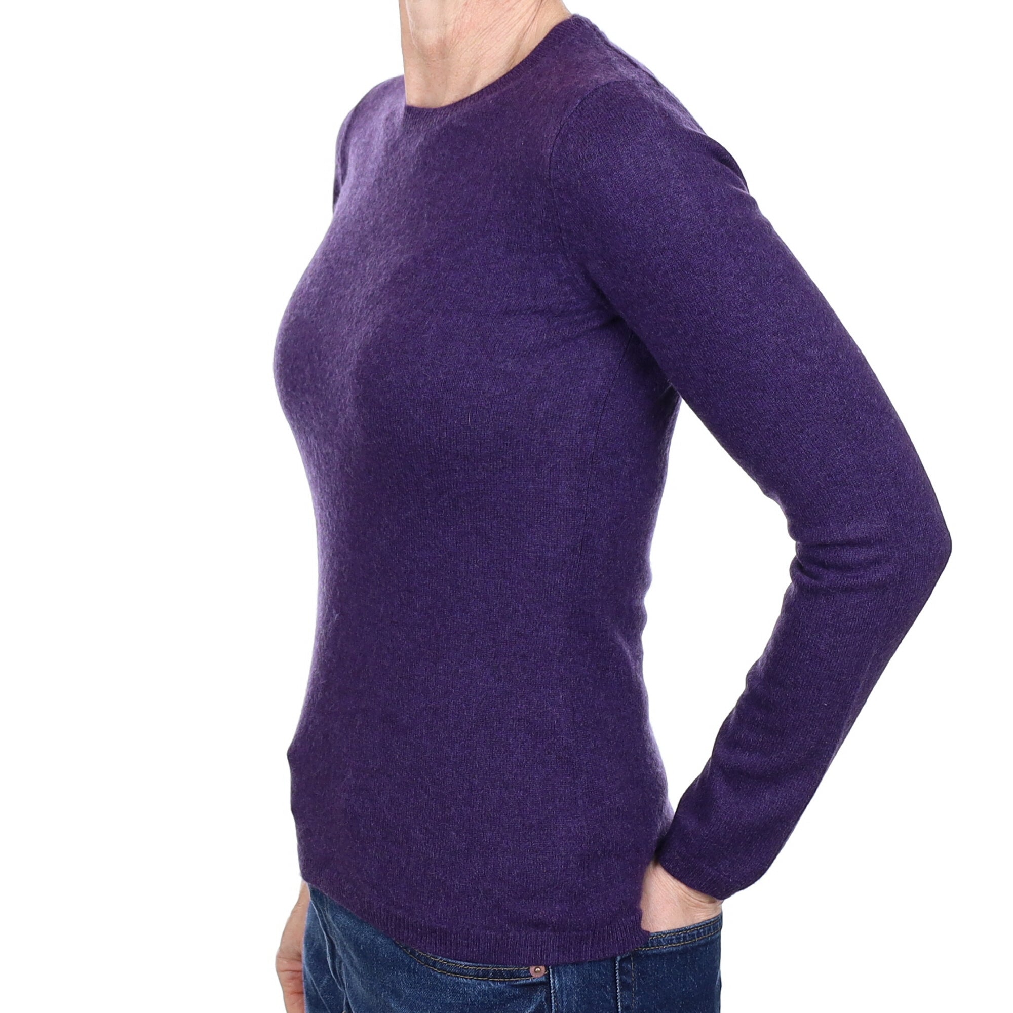 Iris Purple Cashmere Crew Neck Jumper Small