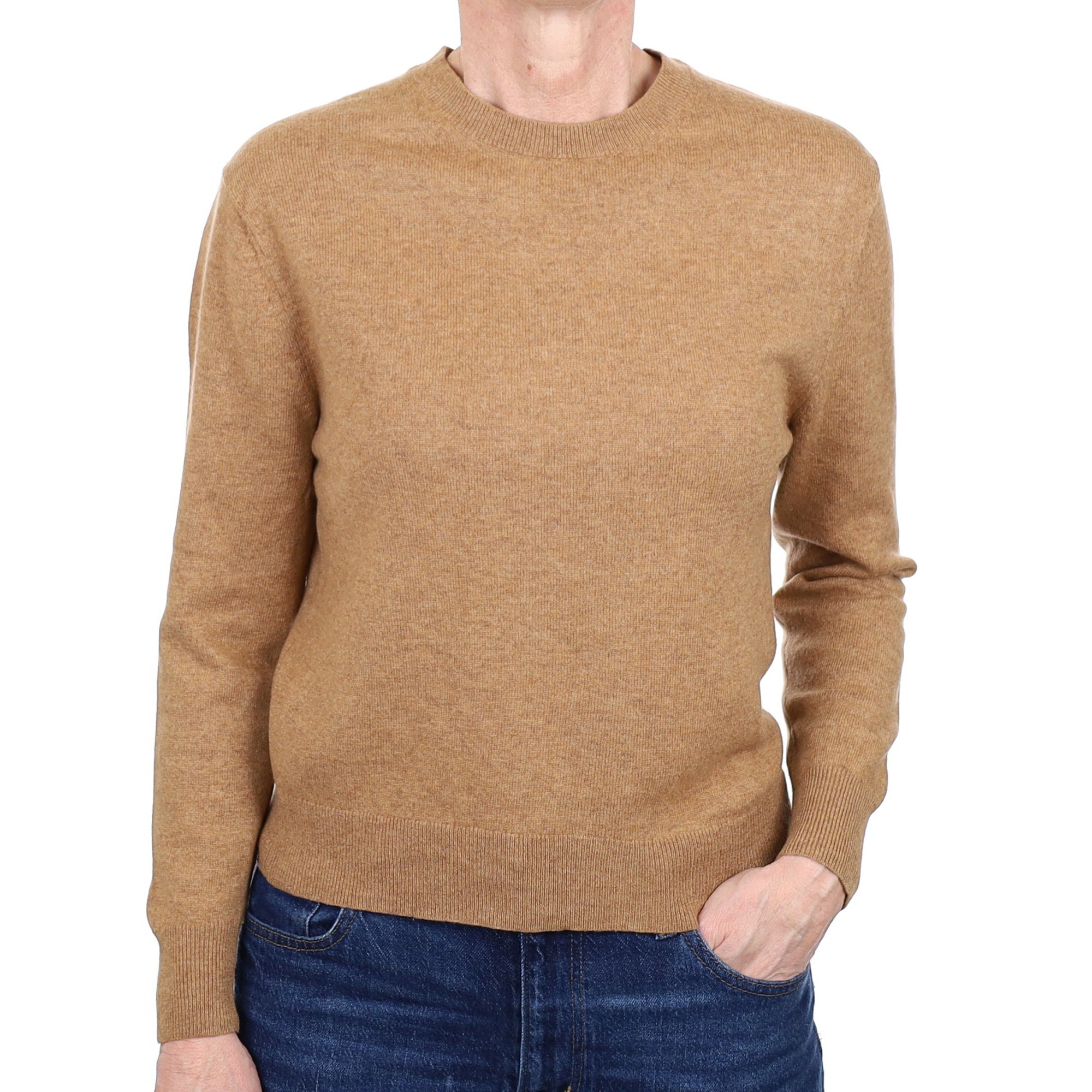 Butterscotch Brown Cashmere Crew Neck Jumper Small