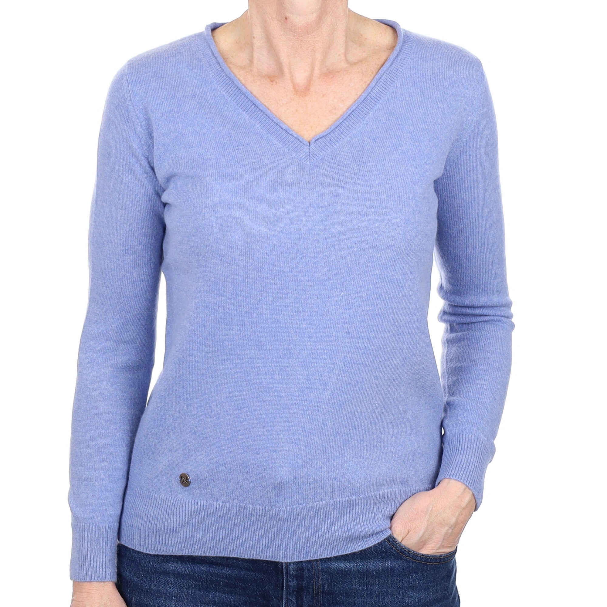 Sky Blue Cashmere V Neck Jumper Small