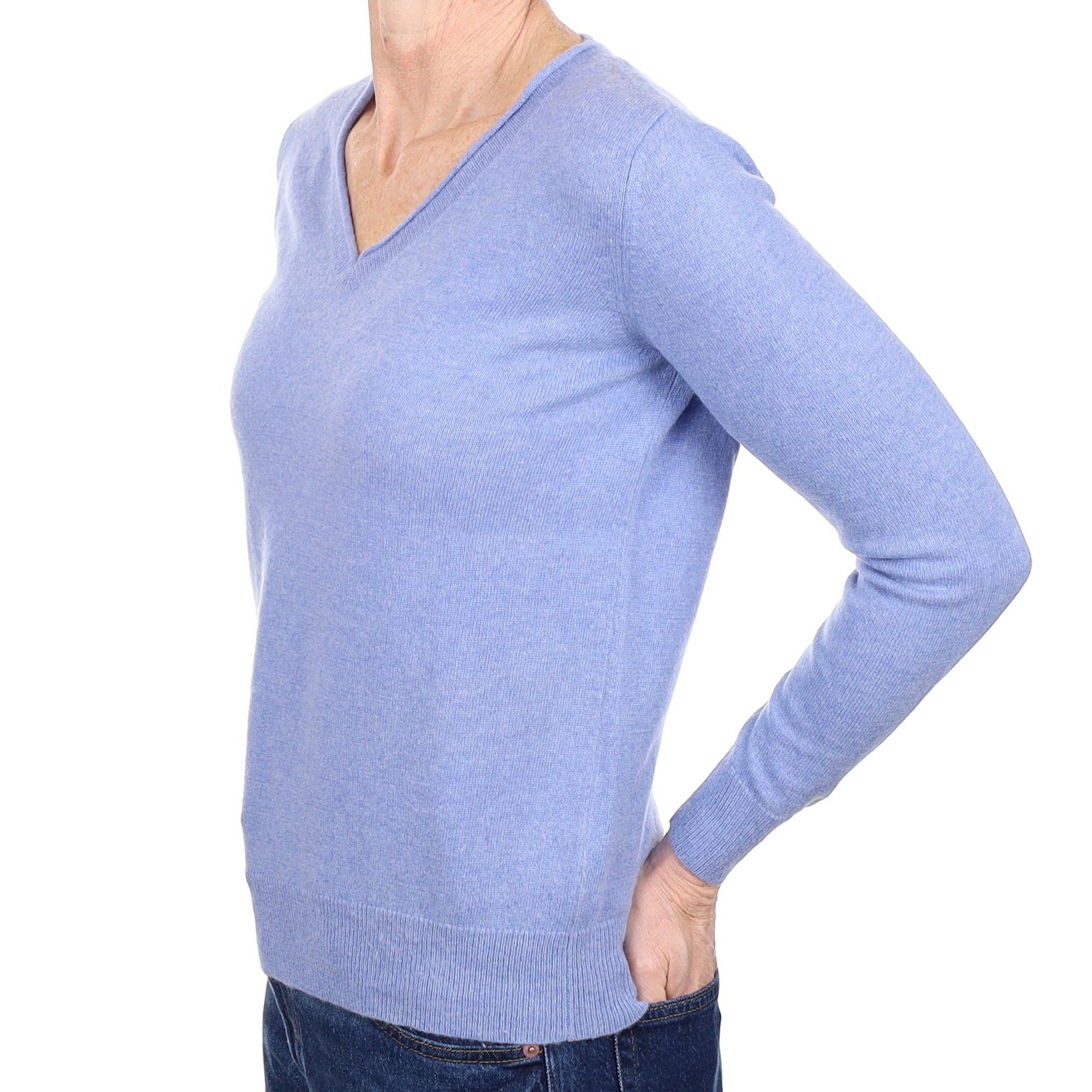 Sky Blue Cashmere V Neck Jumper Small