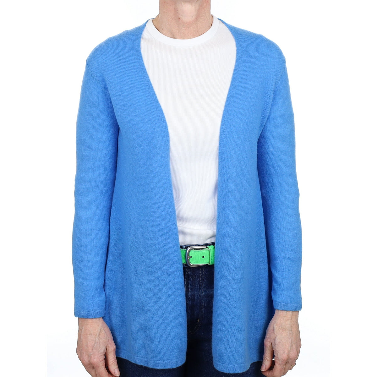 Azure Blue Cashmere Edge to Edge Cardigan Small