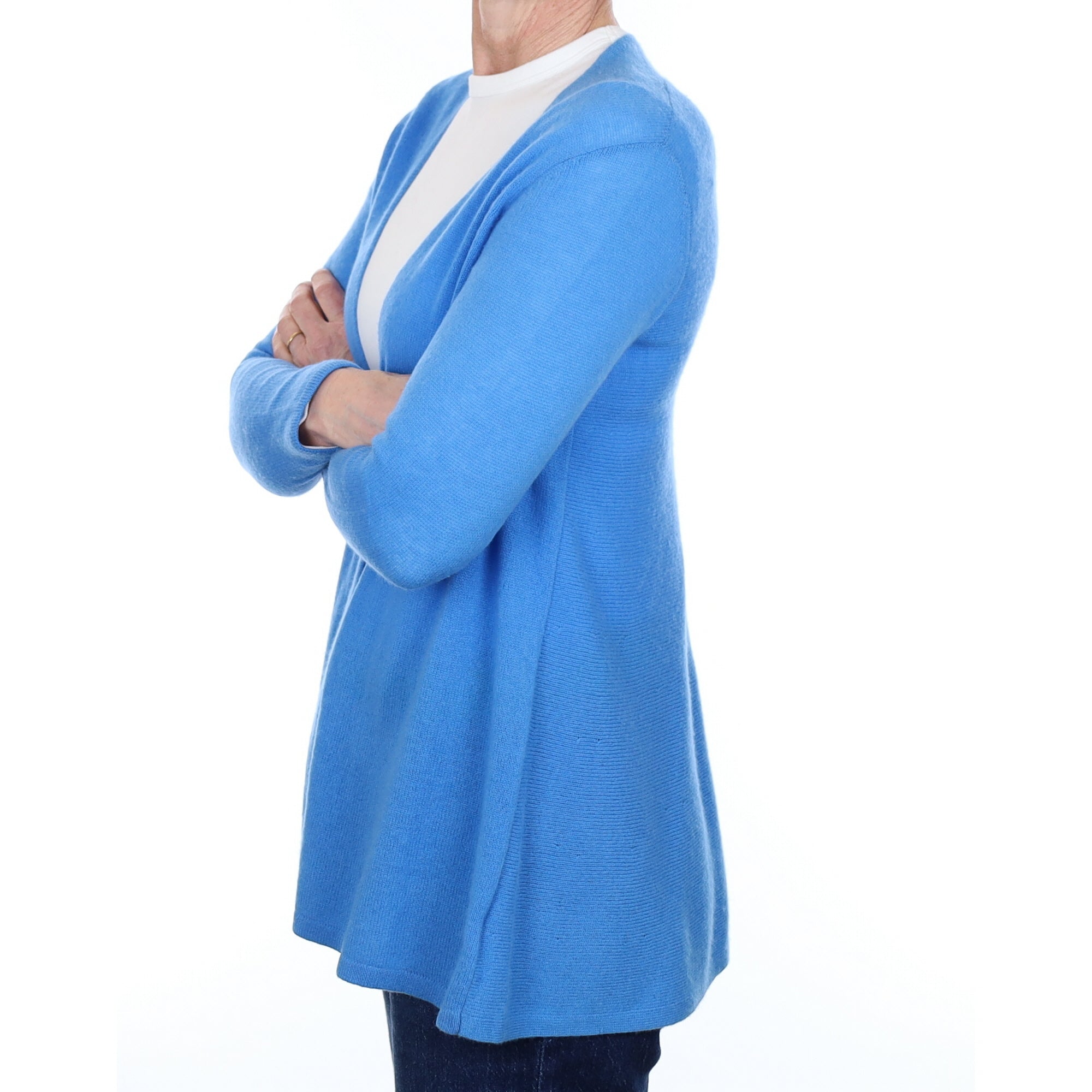 Azure Blue Cashmere Edge to Edge Cardigan Small