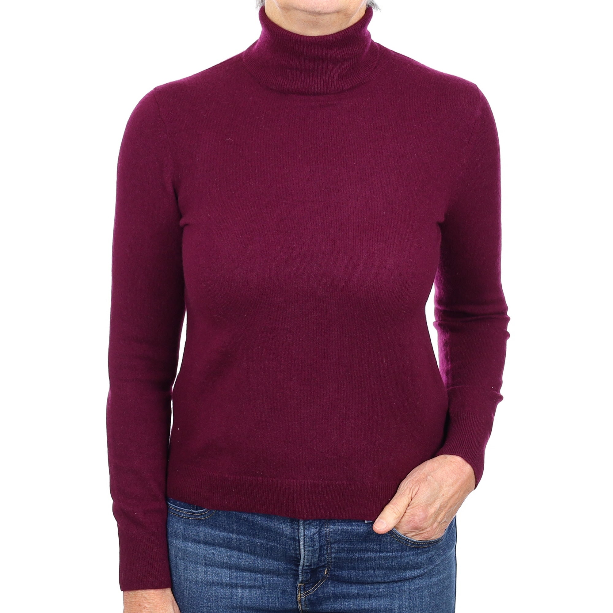 Mulberry Purple Cashmere Polo Neck Jumper Medium