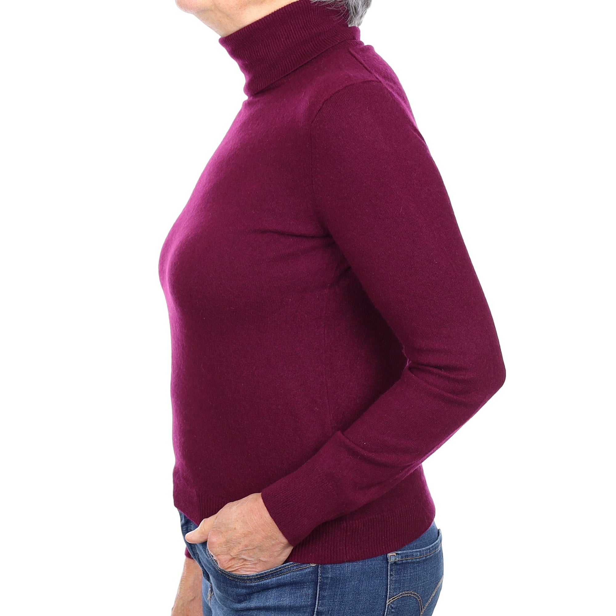 Mulberry Purple Cashmere Polo Neck Jumper Medium