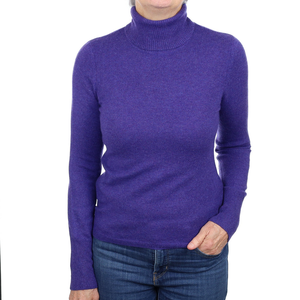 Deep Amethyst Cashmere Polo Neck Jumper Medium