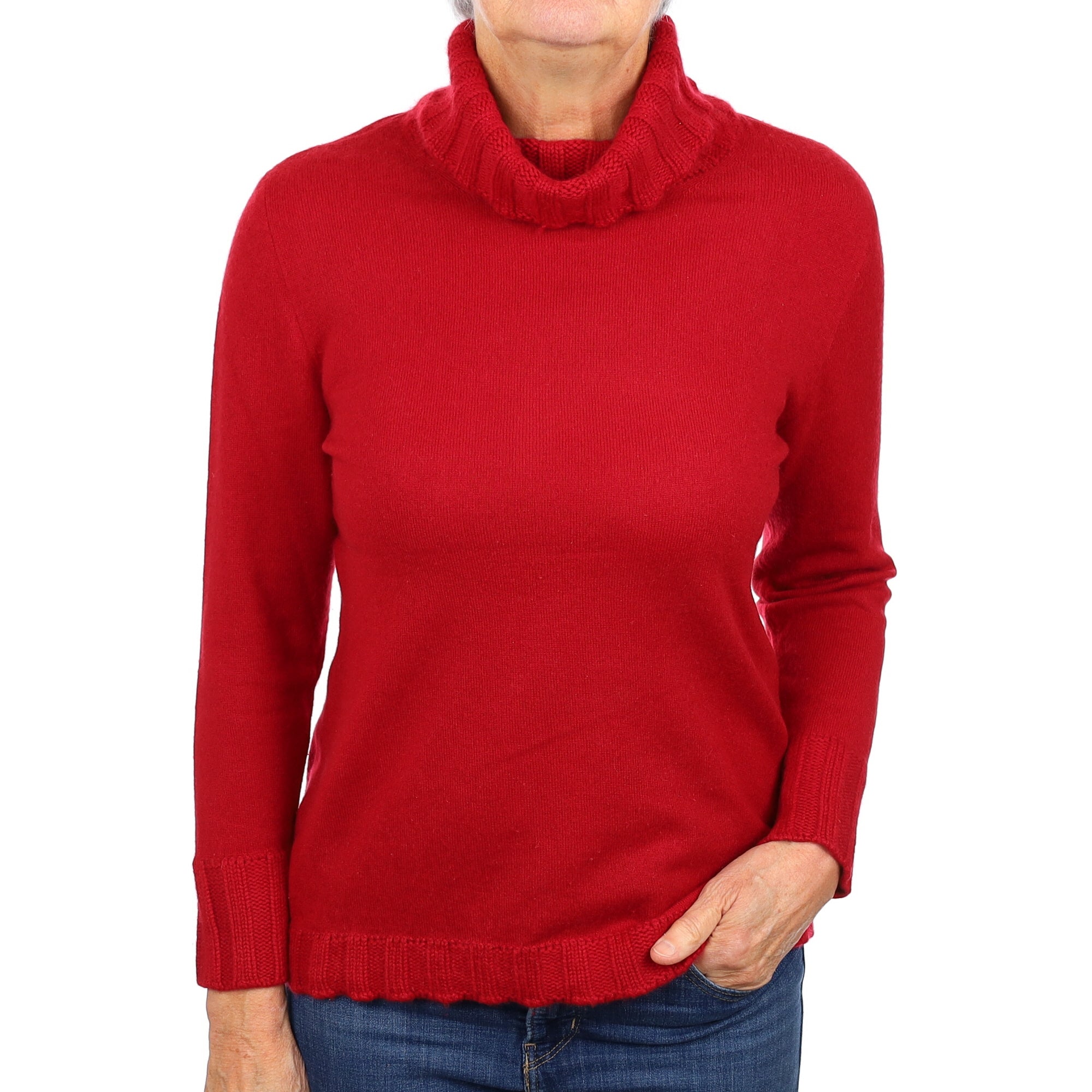 Berry Red Cashmere Turtleneck Jumper Medium