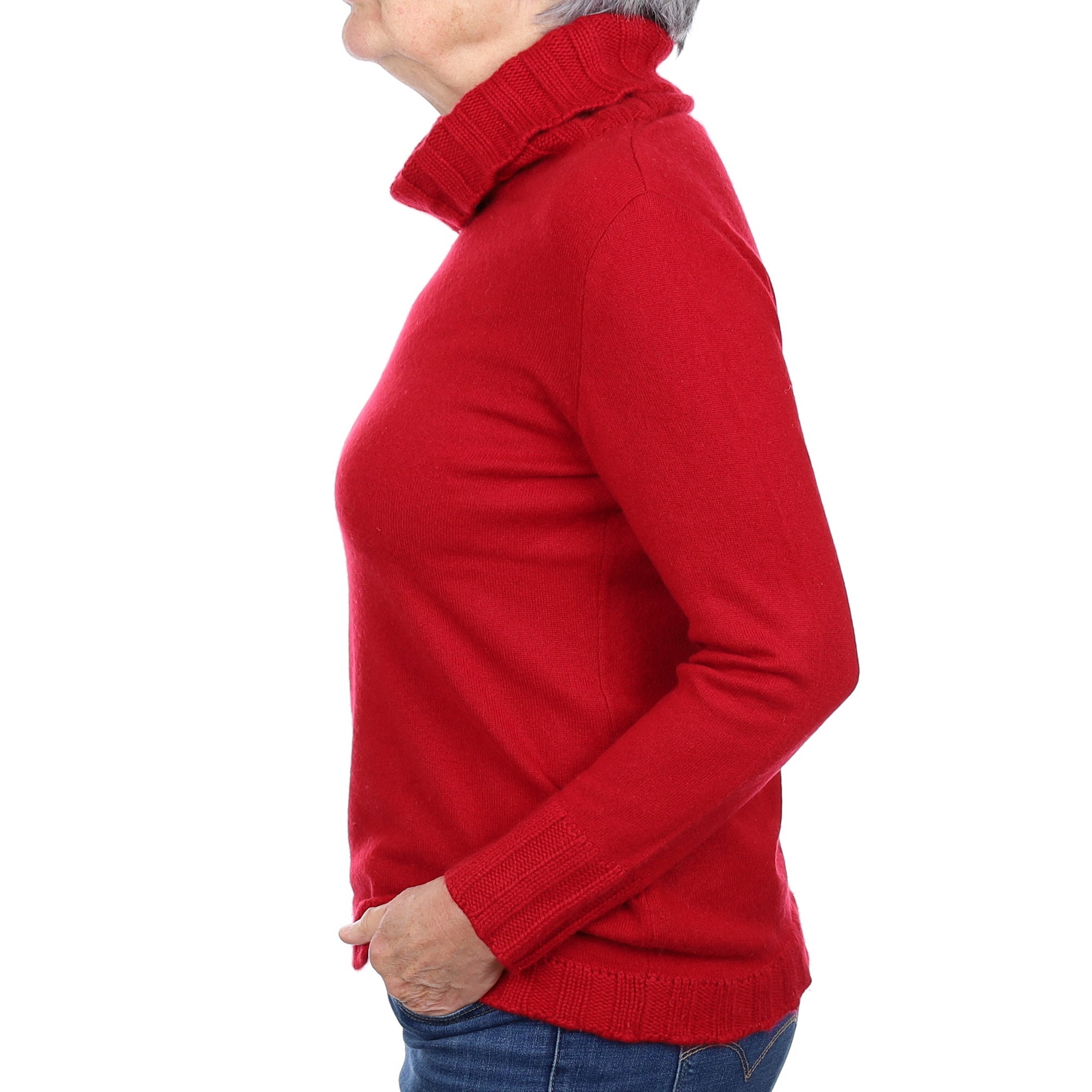 Berry Red Cashmere Turtleneck Jumper Medium