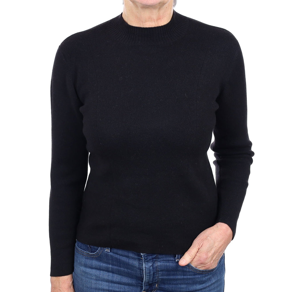 Black Heavy Knit Cashmere Turtleneck Jumper Medium