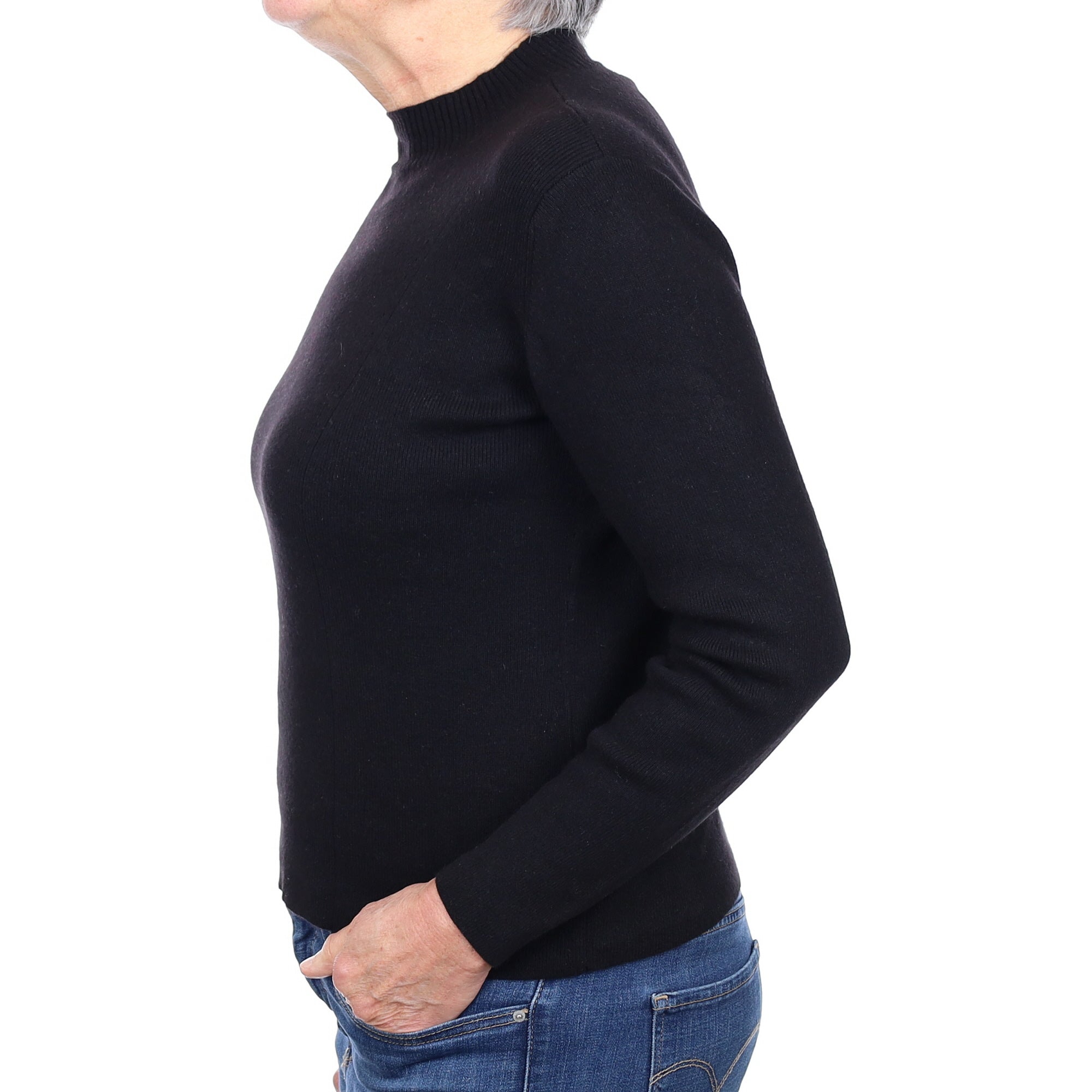 Black Heavy Knit Cashmere Turtleneck Jumper Medium
