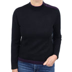 Black Purple Trim Cashmere Turtleneck Jumper Medium
