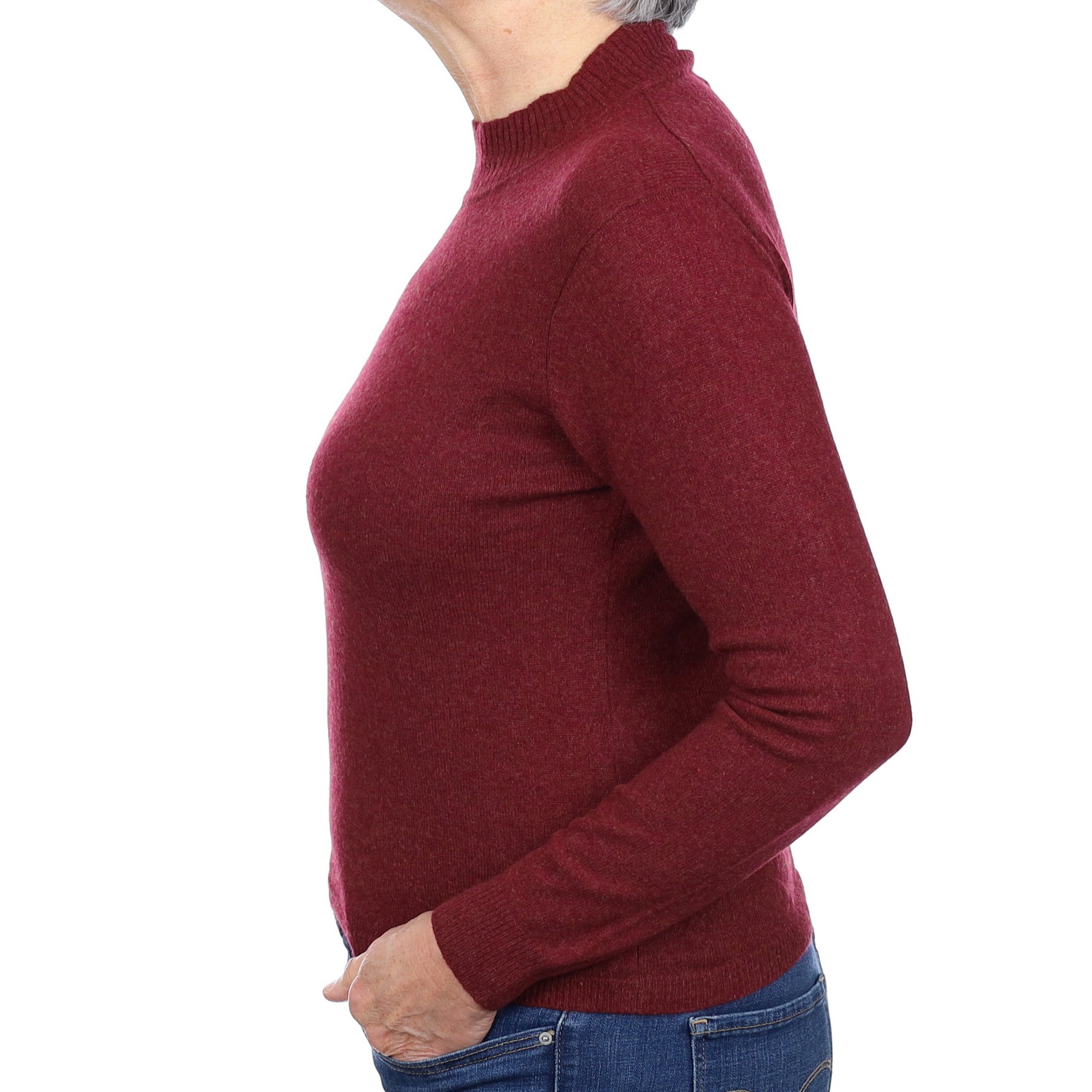 Wine Red Cashmere Turtle Neck Jumper Medium