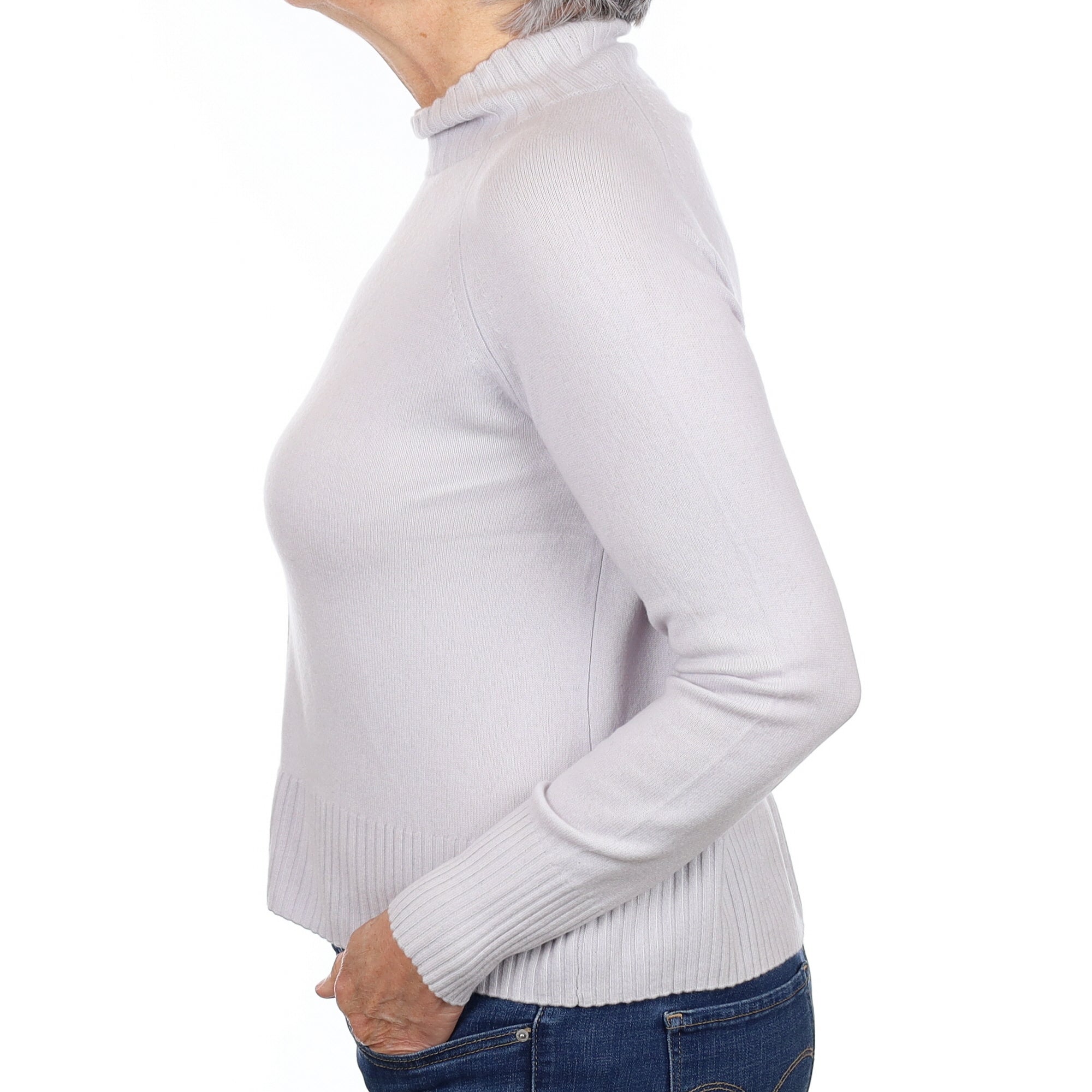 Dove Grey Cashmere Turtle Neck Jumper Medium