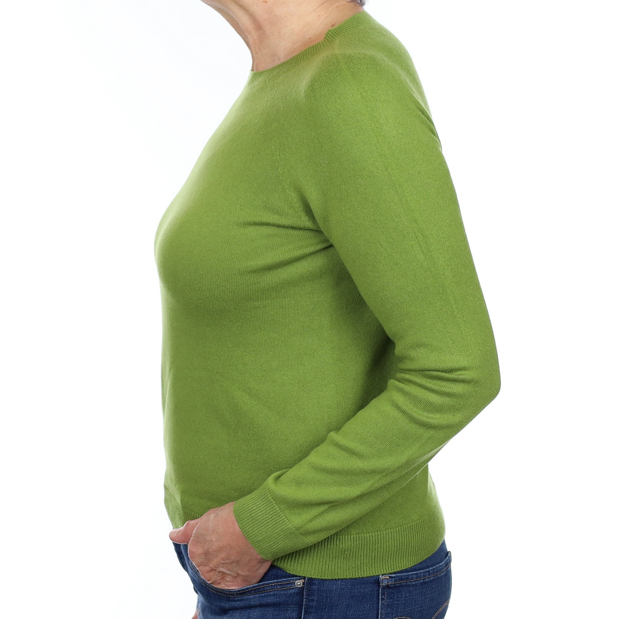 Basil Green Cashmere Crew Neck Jumper Medium