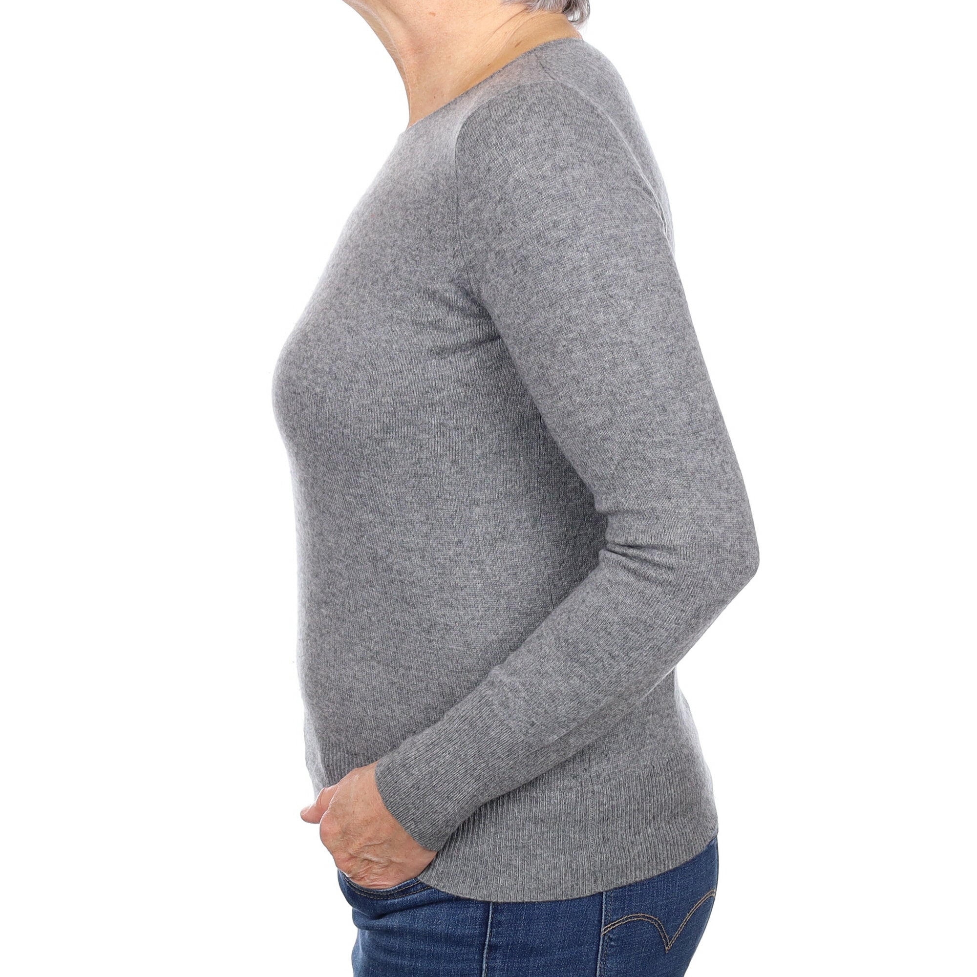 Ash Grey Cashmere Crew Neck Jumper Medium