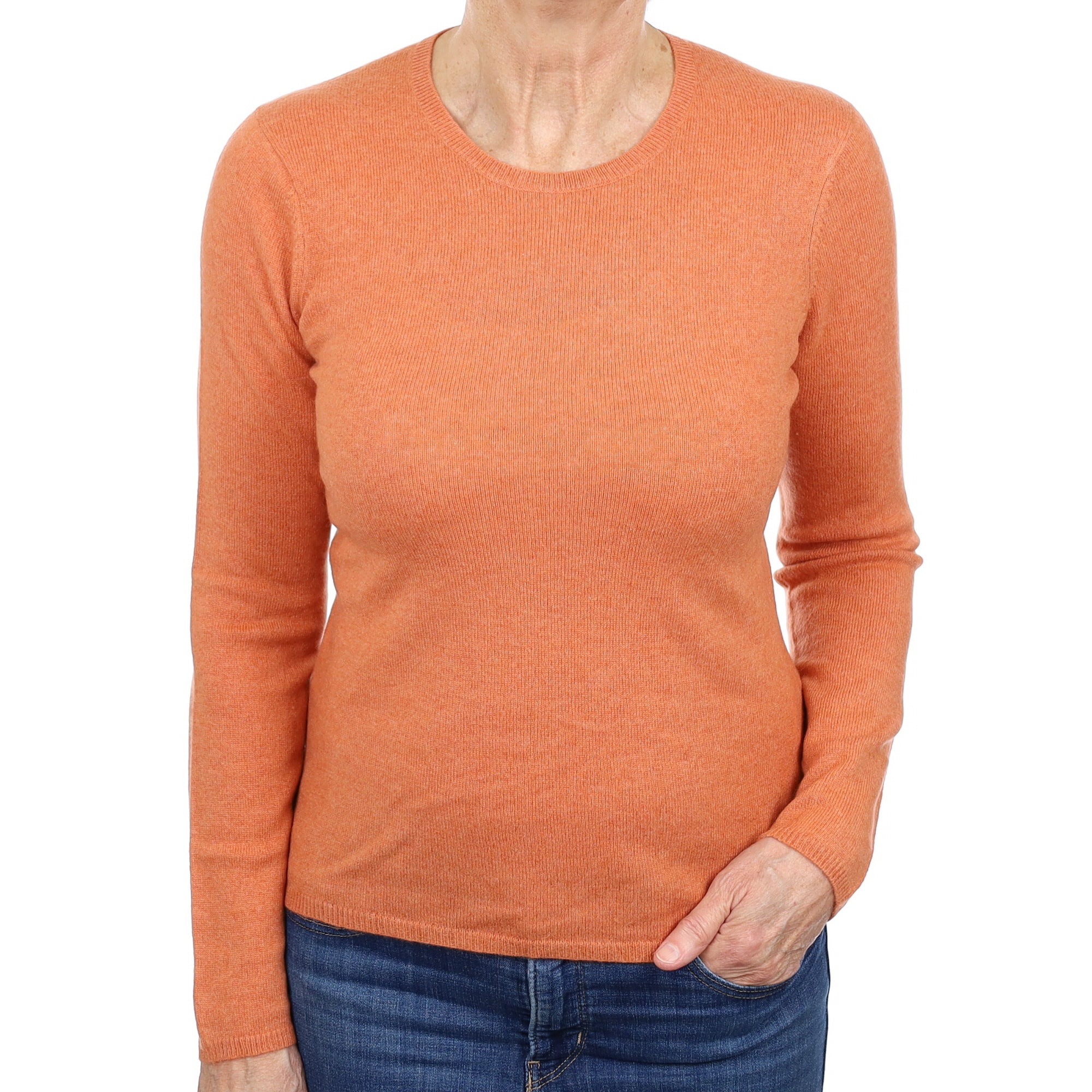 Sienna Orange Cashmere Crew Neck Jumper Medium