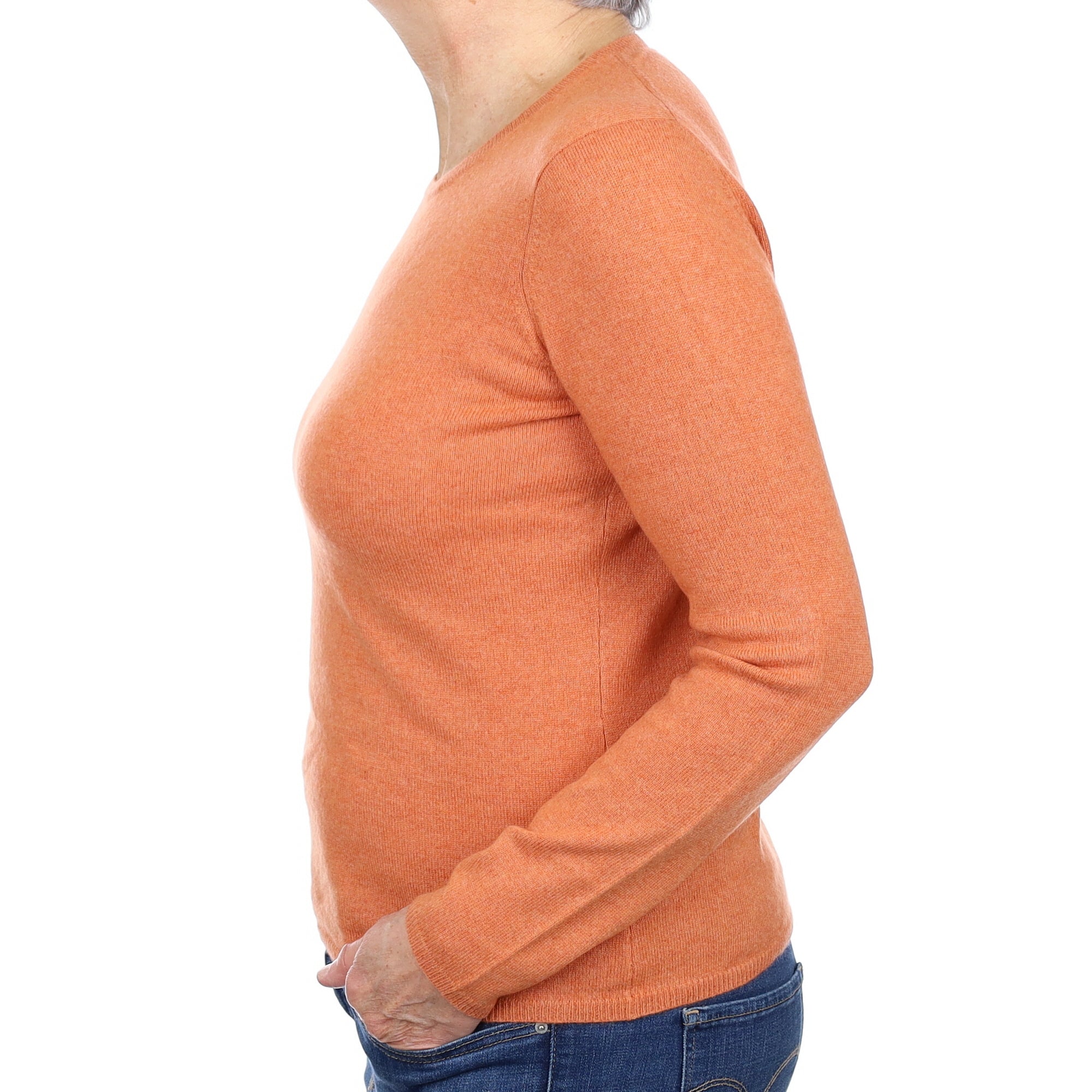 Sienna Orange Cashmere Crew Neck Jumper Medium