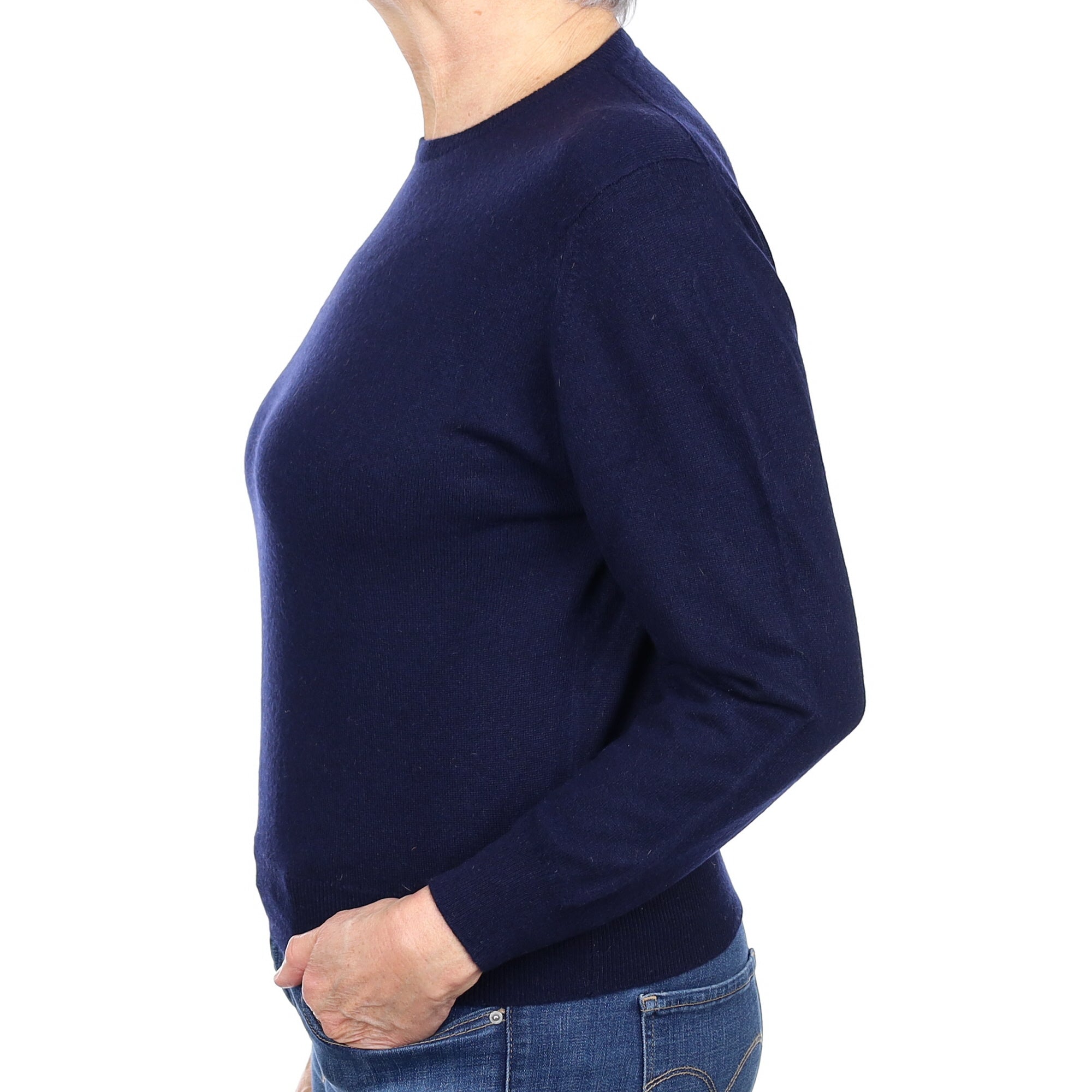 Navy Blue Cashmere Crew Neck Jumper Medium