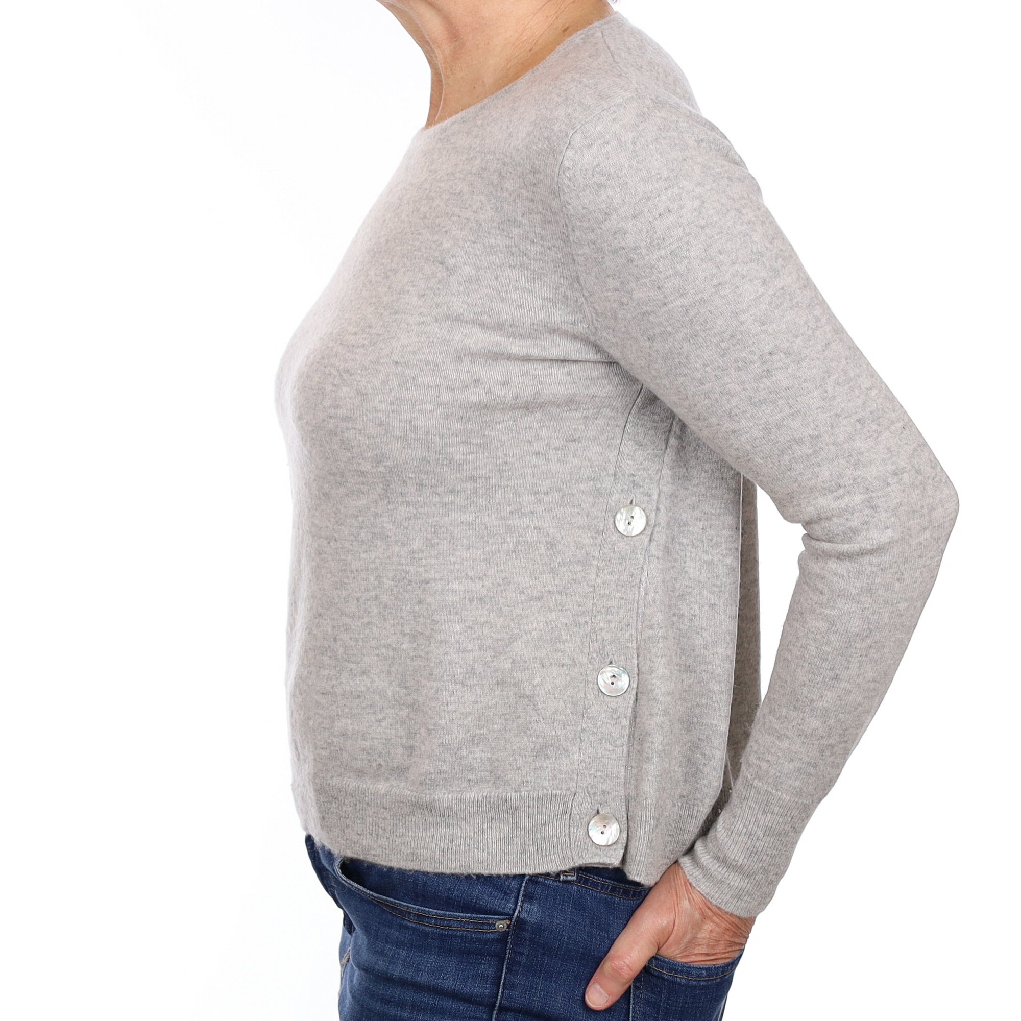 Smoke Grey Cashmere Crew Neck Jumper Medium